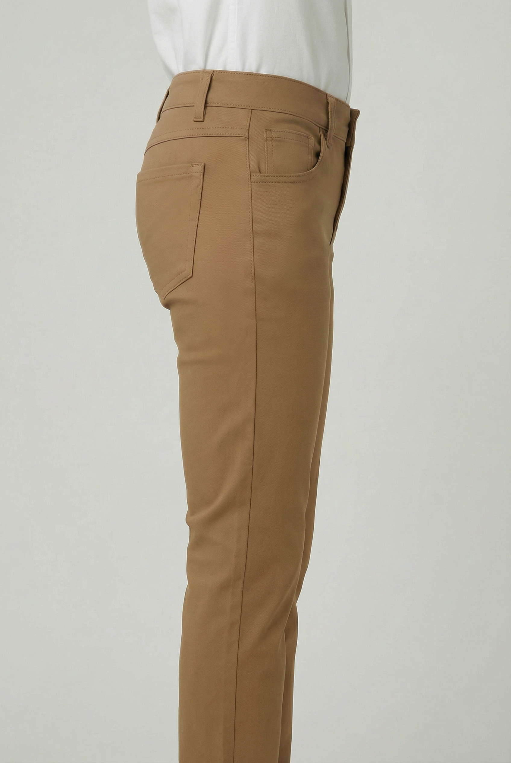 Boys Cotton Casual Stretch Chino Trousers – Khaki Brown Side Picture