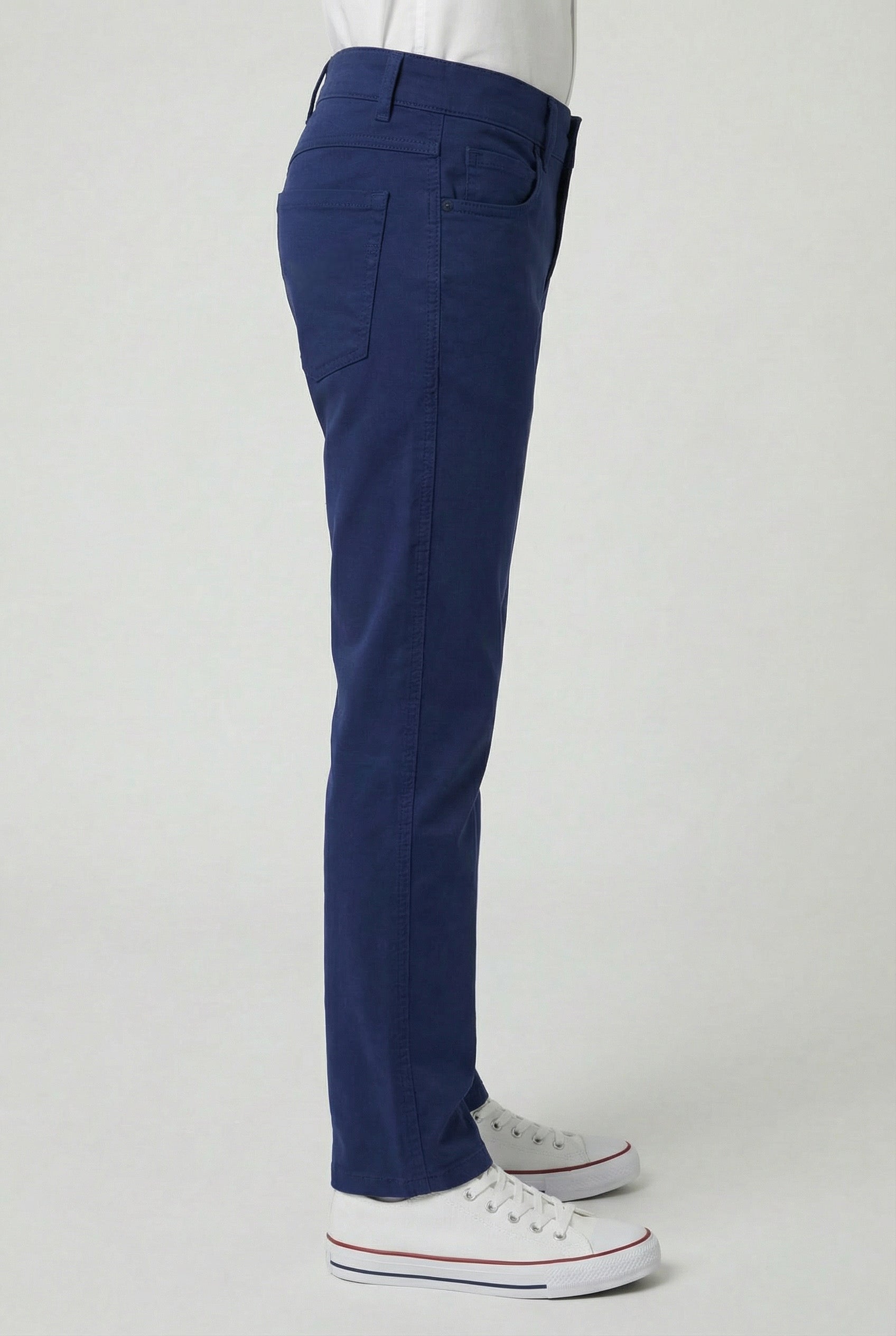 Boys Cotton Casual Stretch Chino Trousers – Parliament Blue Side Picture