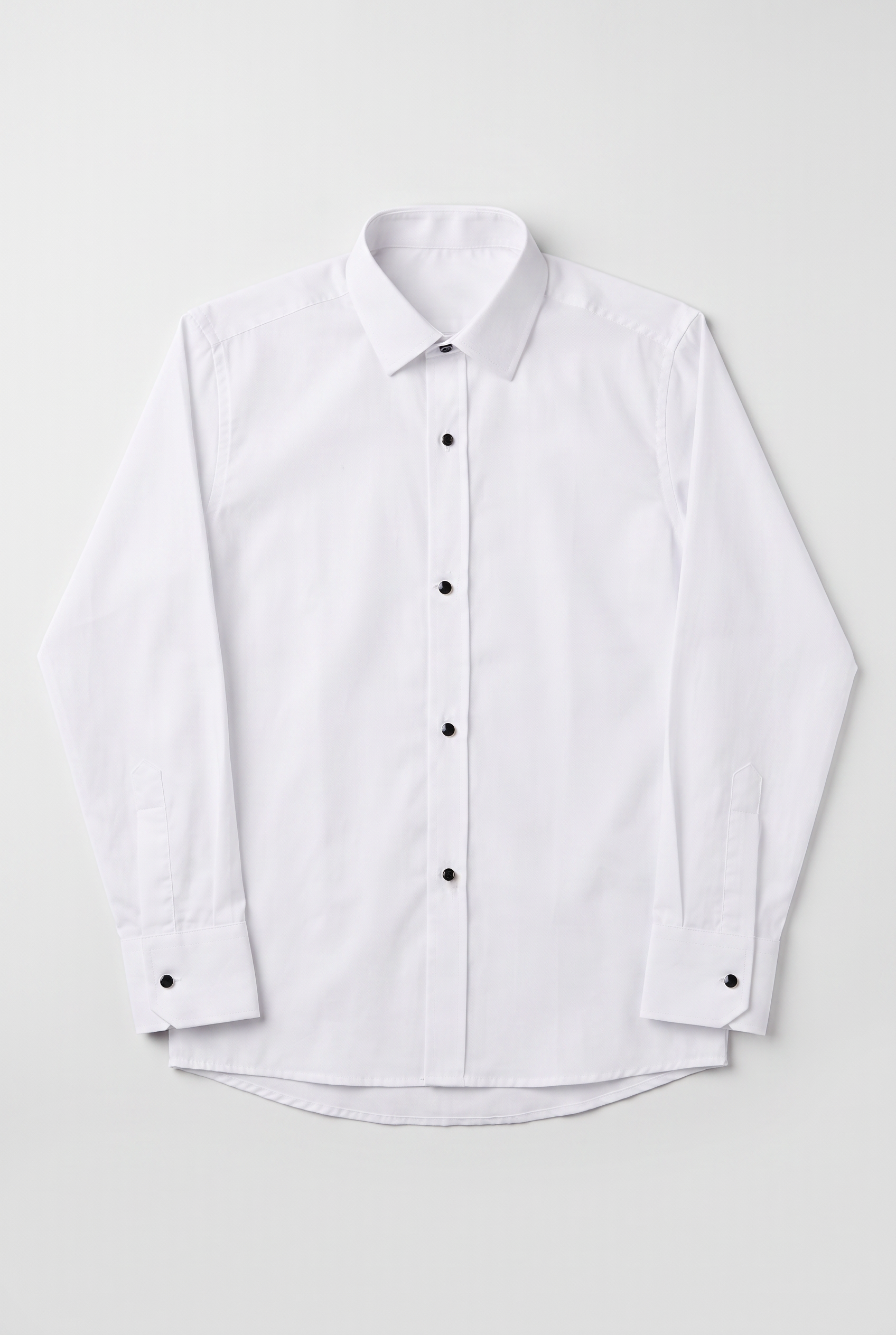 Camisa de vestir de algodón para niños con botones de presión y gemelos Negro - Blanco