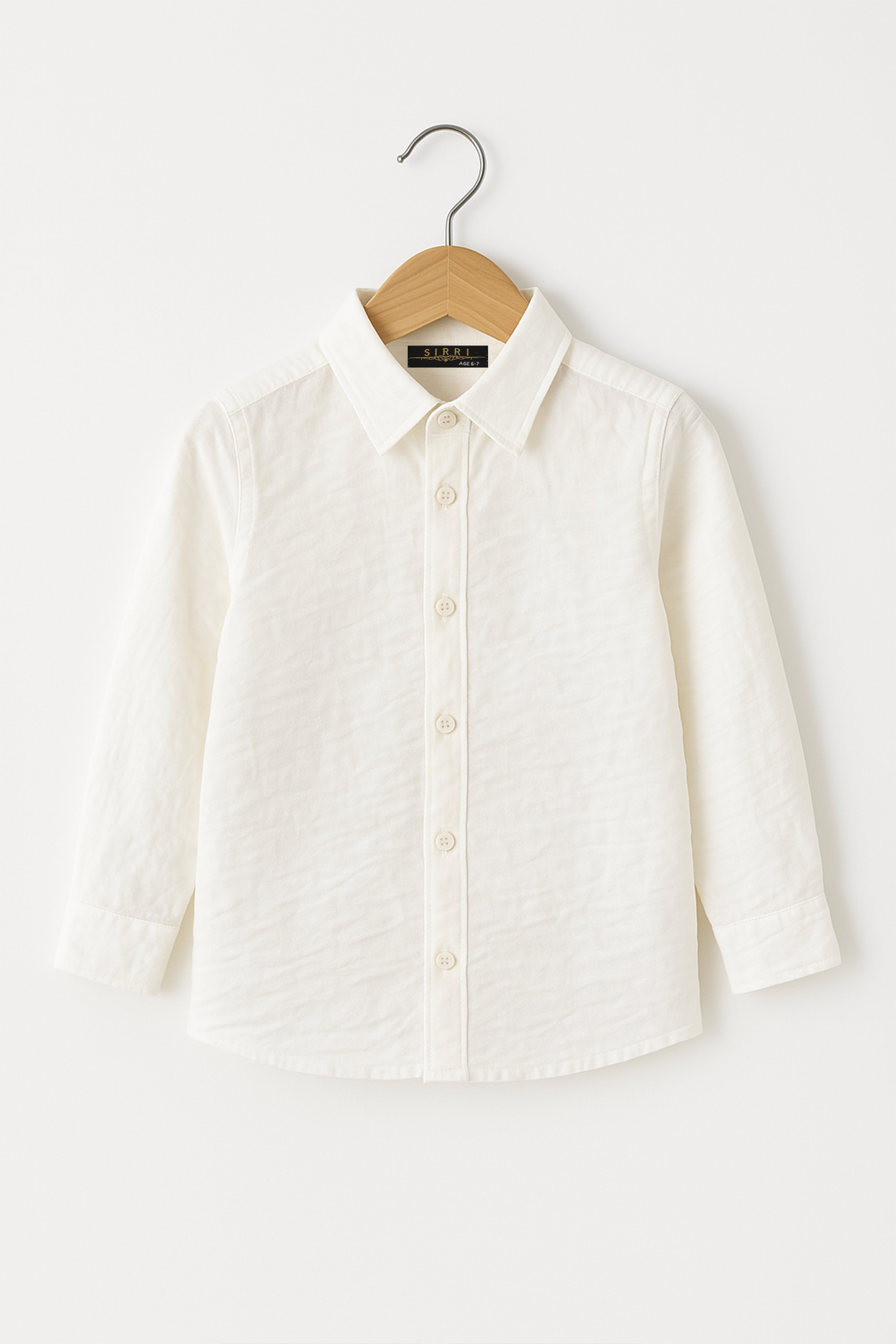 Chemise Classique en Coton et Lin pour Garçons - Ivoire Crème