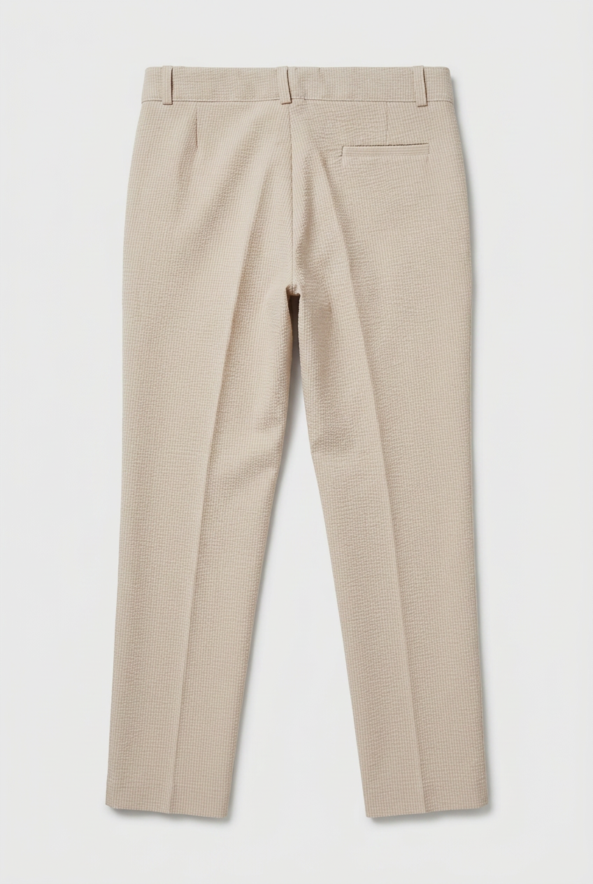 Costume garçon en coton seersucker à double boutonnage - Beige