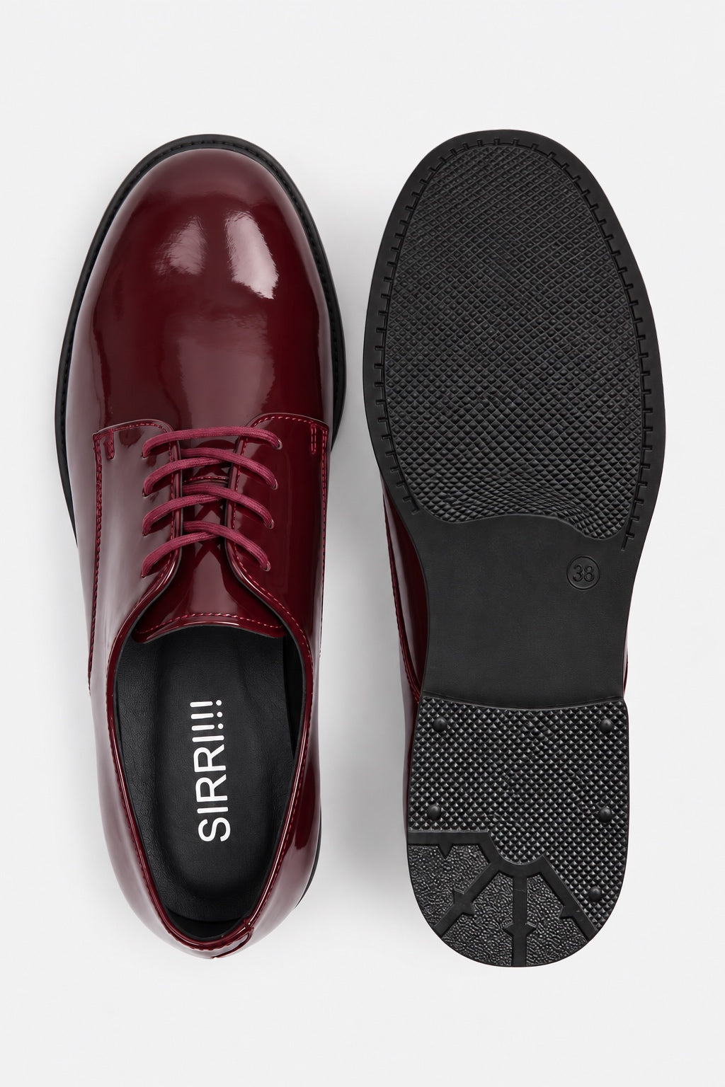 Boys Derby Patent Lace Up Formal Shoes - Wine Front And Back Picture