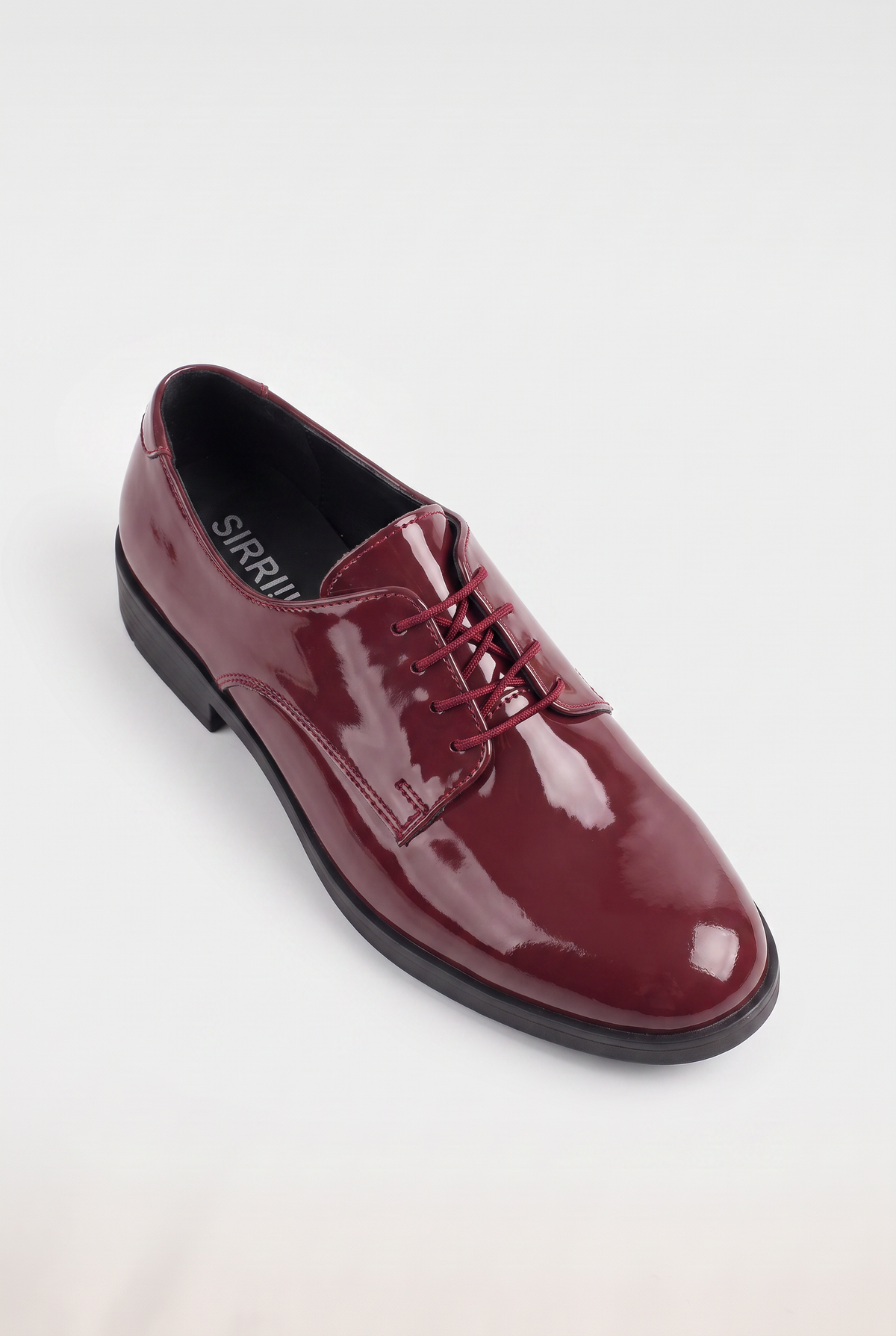 Boys Derby Patent Lace Up Formal Shoes - Wine Side Picture