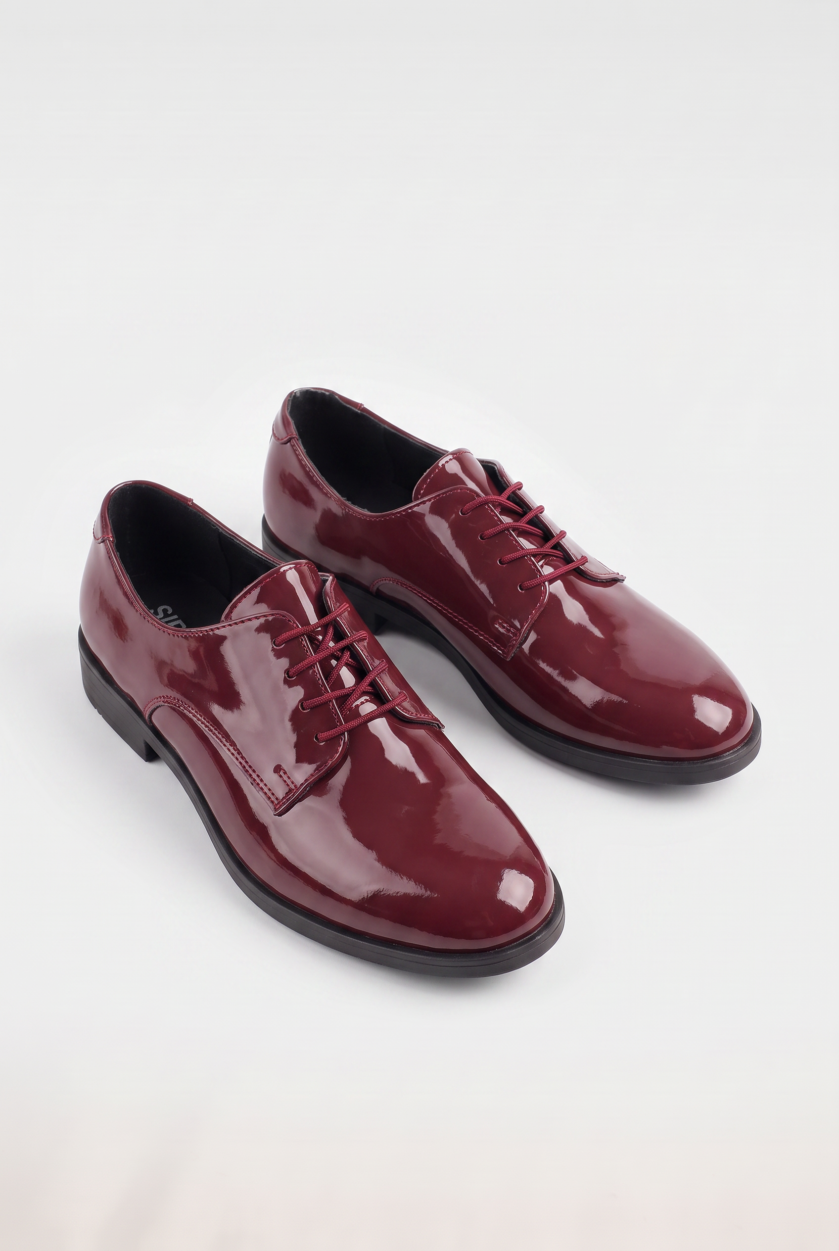 Boys Derby Patent Lace Up Formal Shoes - Wine Pair Side Picture