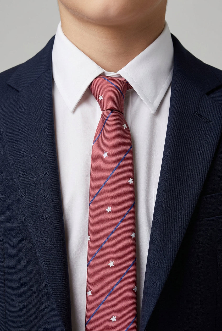 Corbata ajustada de jacquard a rayas diagonales para niños - Burdeos