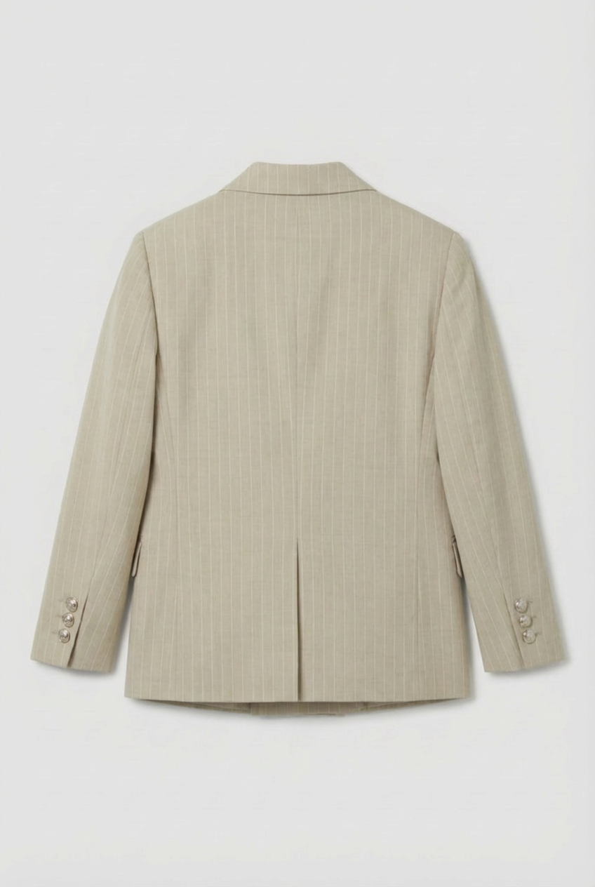 Traje de rayas diplomáticas cruzado para niños - Conjunto de 3 piezas y 6 piezas - Beige