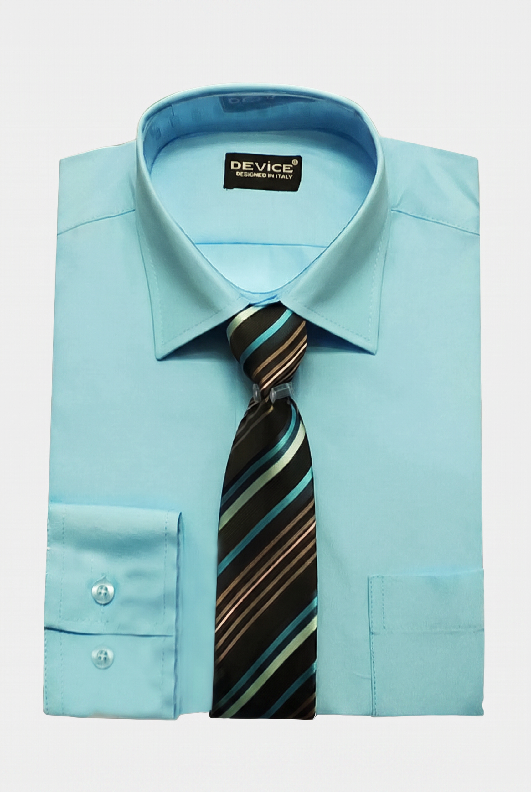 Boys Dress Shirt and Tie Set - Aqua Blue