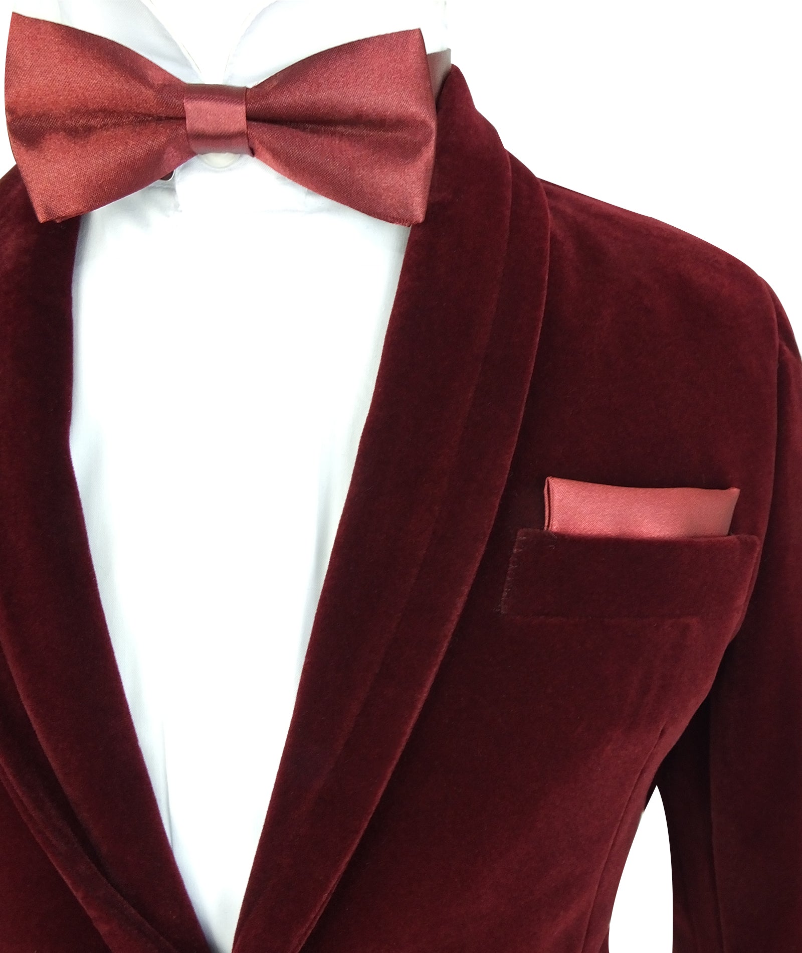 Boys Formal Velvet Blazer Jacket - Burgundy Detail Picture