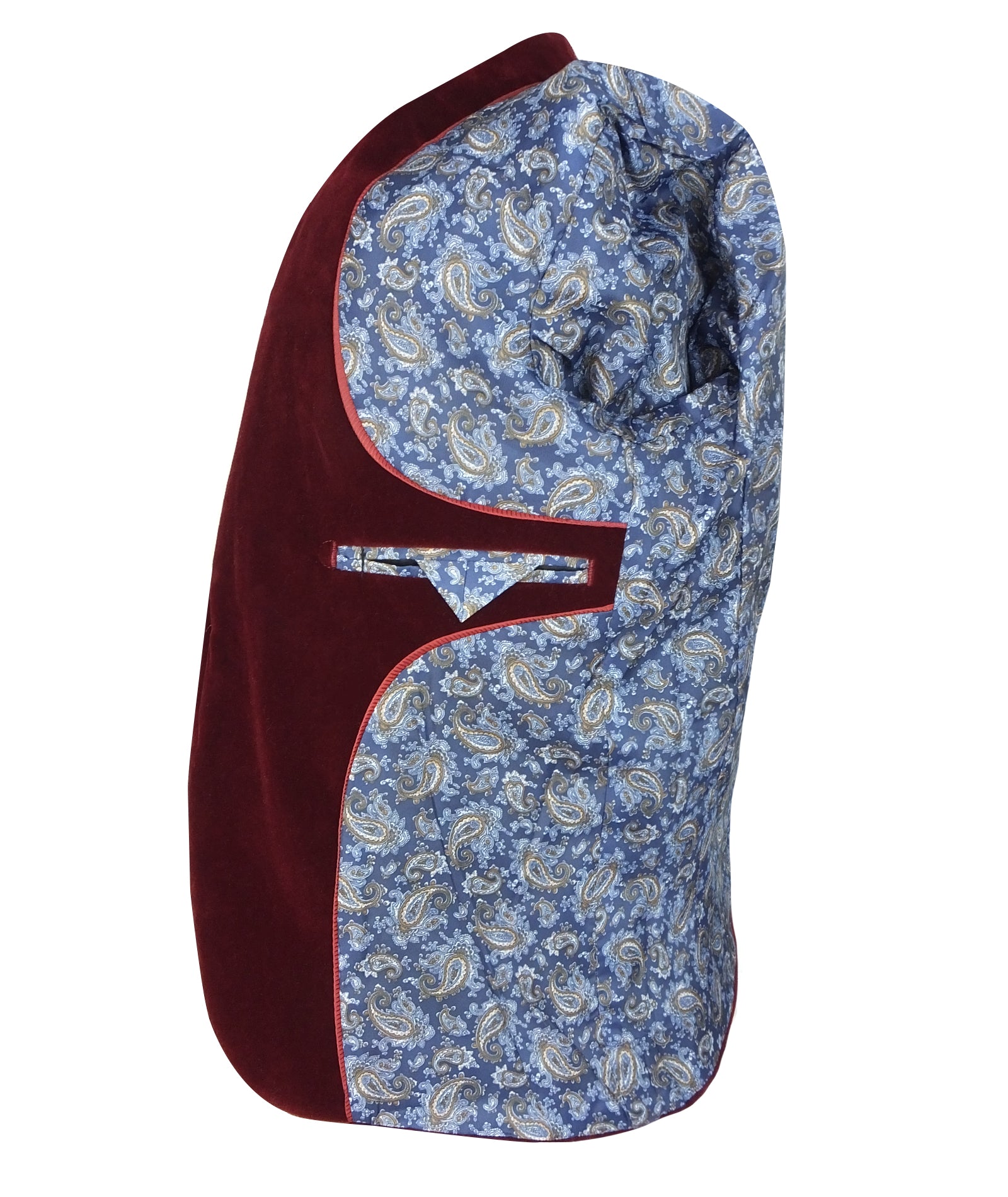 Boys Formal Velvet Blazer Jacket - Burgundy Linning Picture