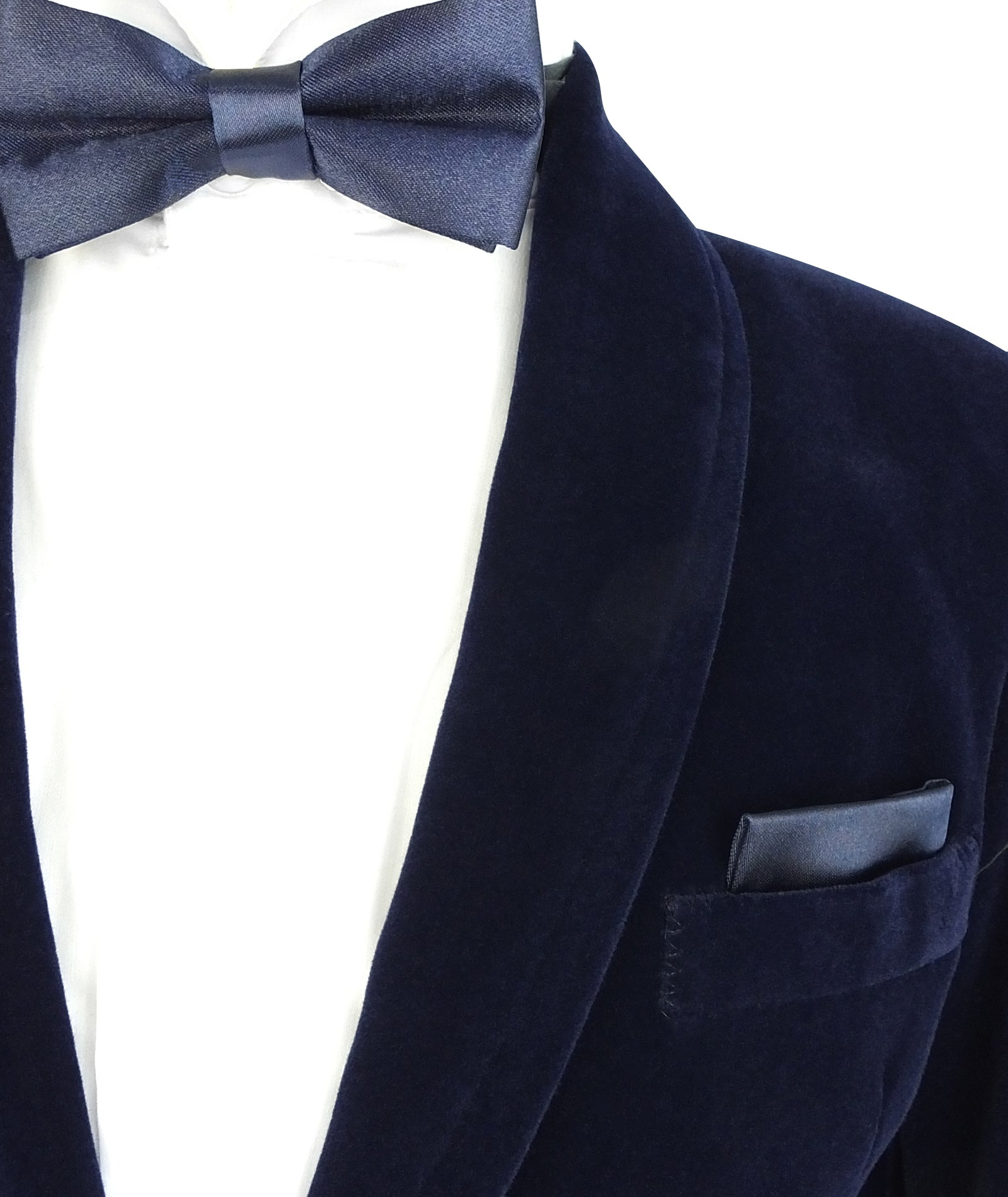Boys Formal Velvet Blazer Jacket - Navy Blue Detail Picture