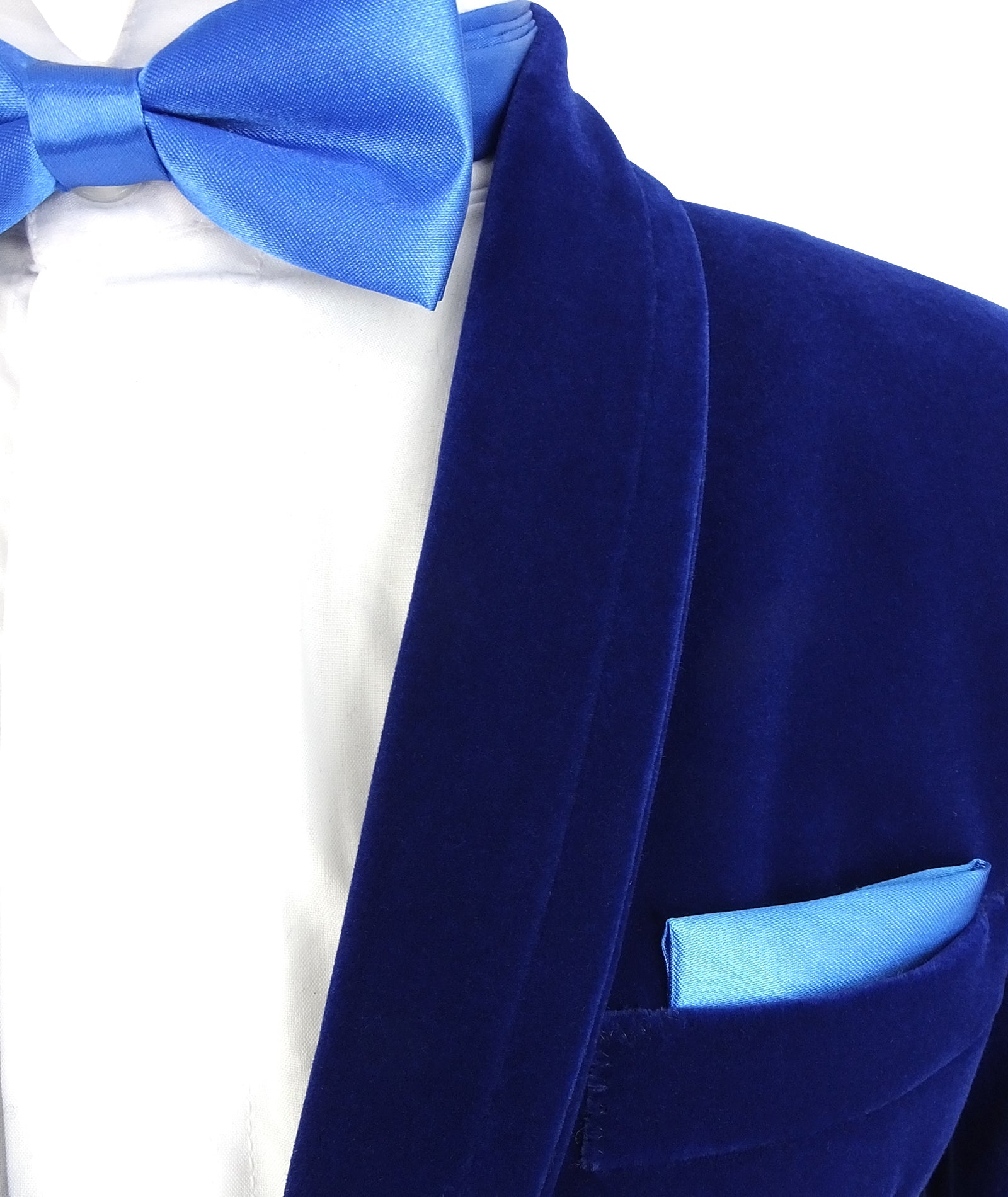 Boys Formal Velvet Blazer Jacket - Royal Blue Detail Picture