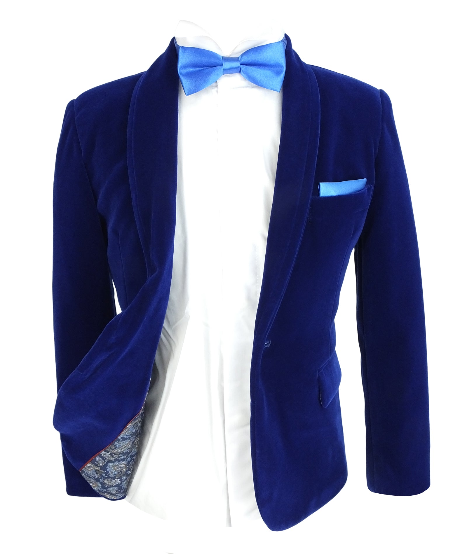 Boys Formal Velvet Blazer Jacket - Royal Blue Front Picture
