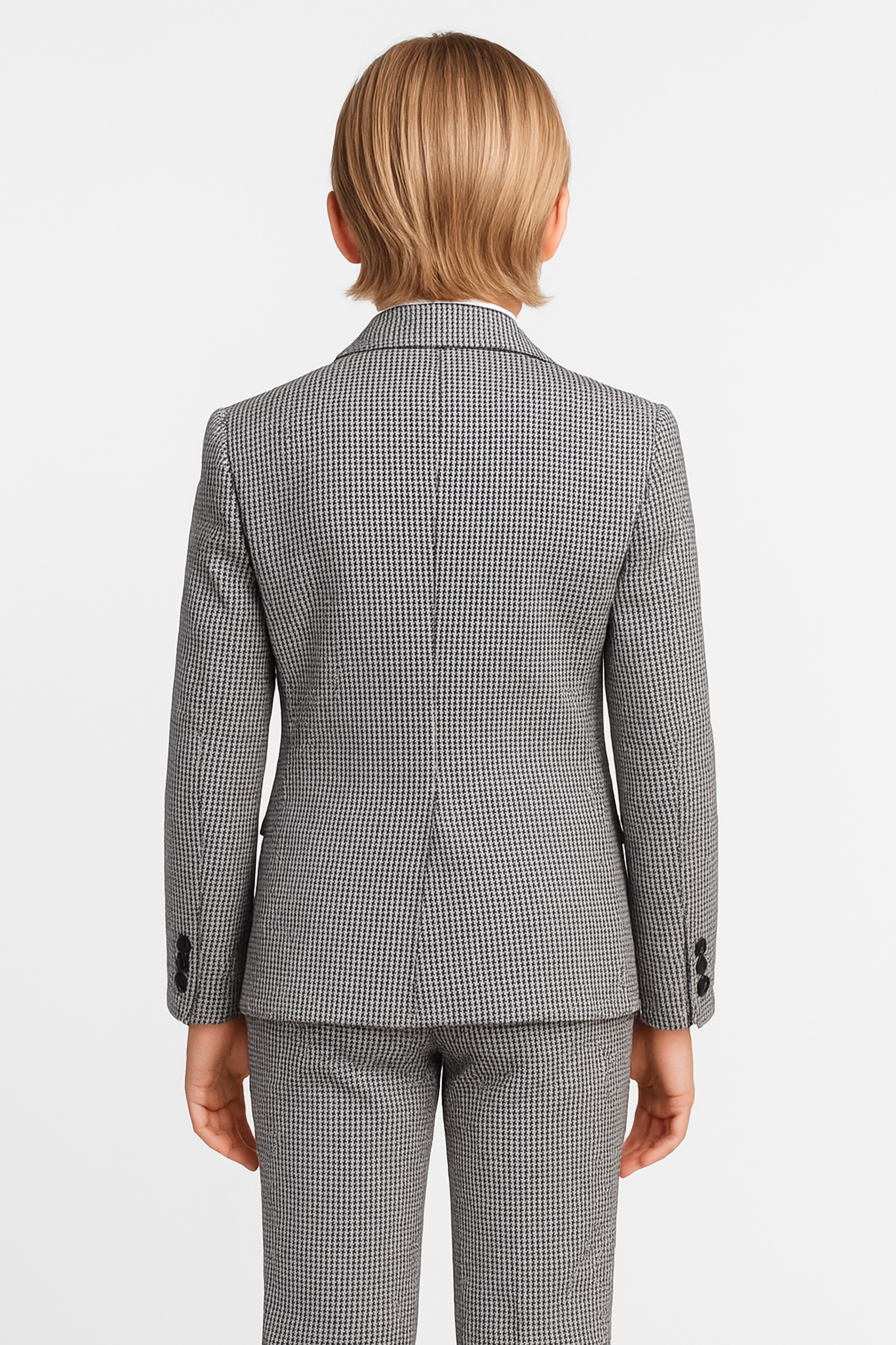 Boys Grey 2-Piece Mini Houndstooth Suit - ORME Back picture