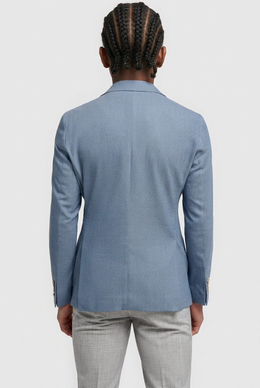 Jungen Fischgrät-Twill-Blazer - Kovan - Himmelblau