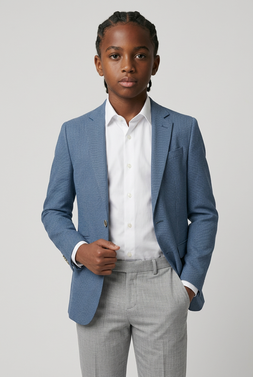 Jungen Fischgrät-Twill-Blazer - Kovan - Himmelblau