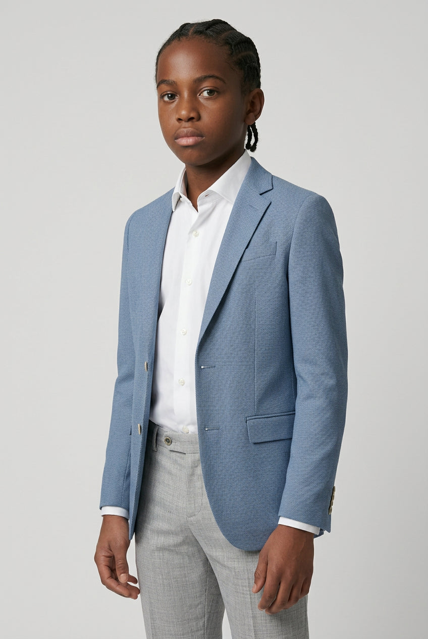 Jungen Fischgrät-Twill-Blazer - Kovan - Himmelblau