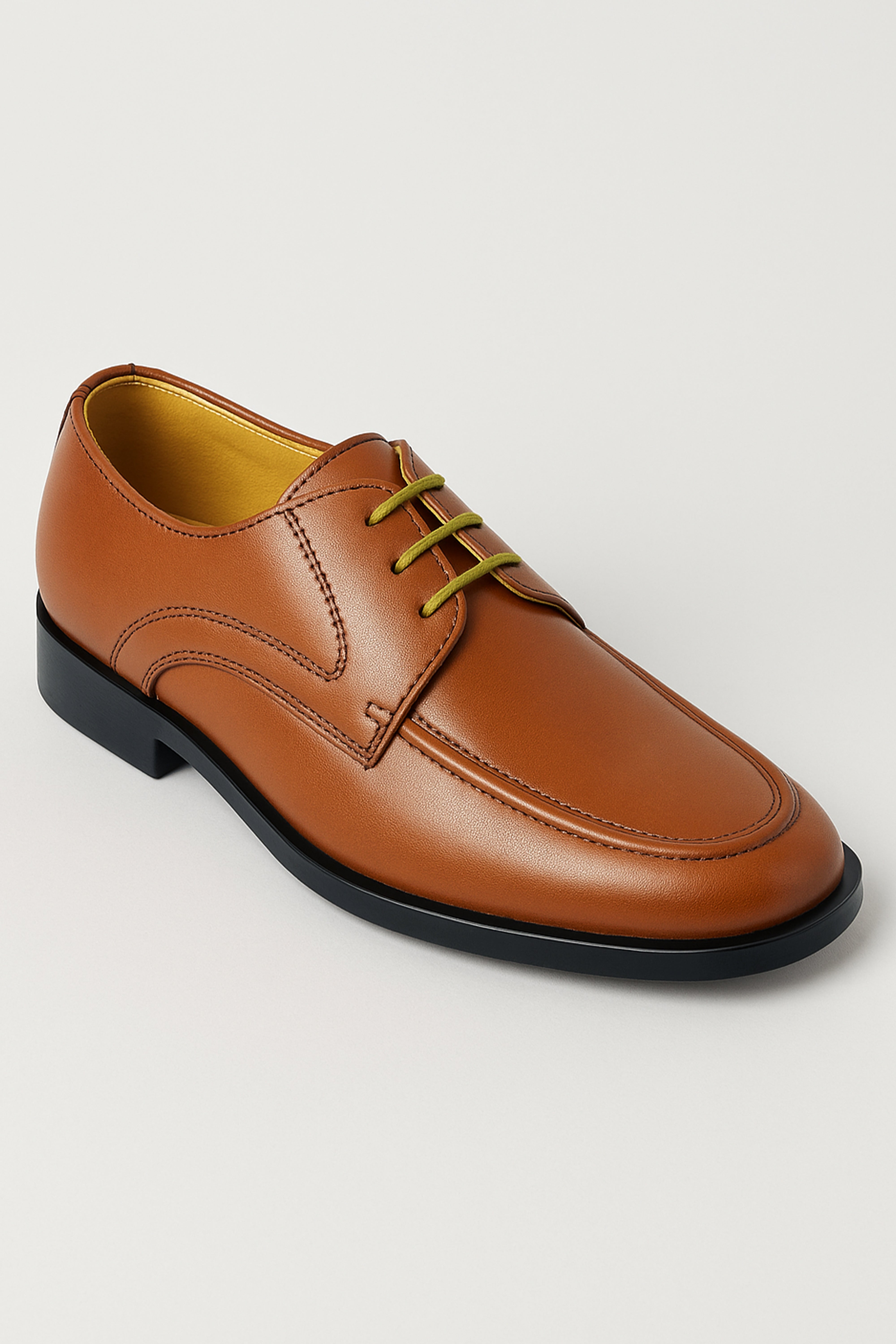 Boys Lace Up Patent Derby Shoes - Brown Side Picture