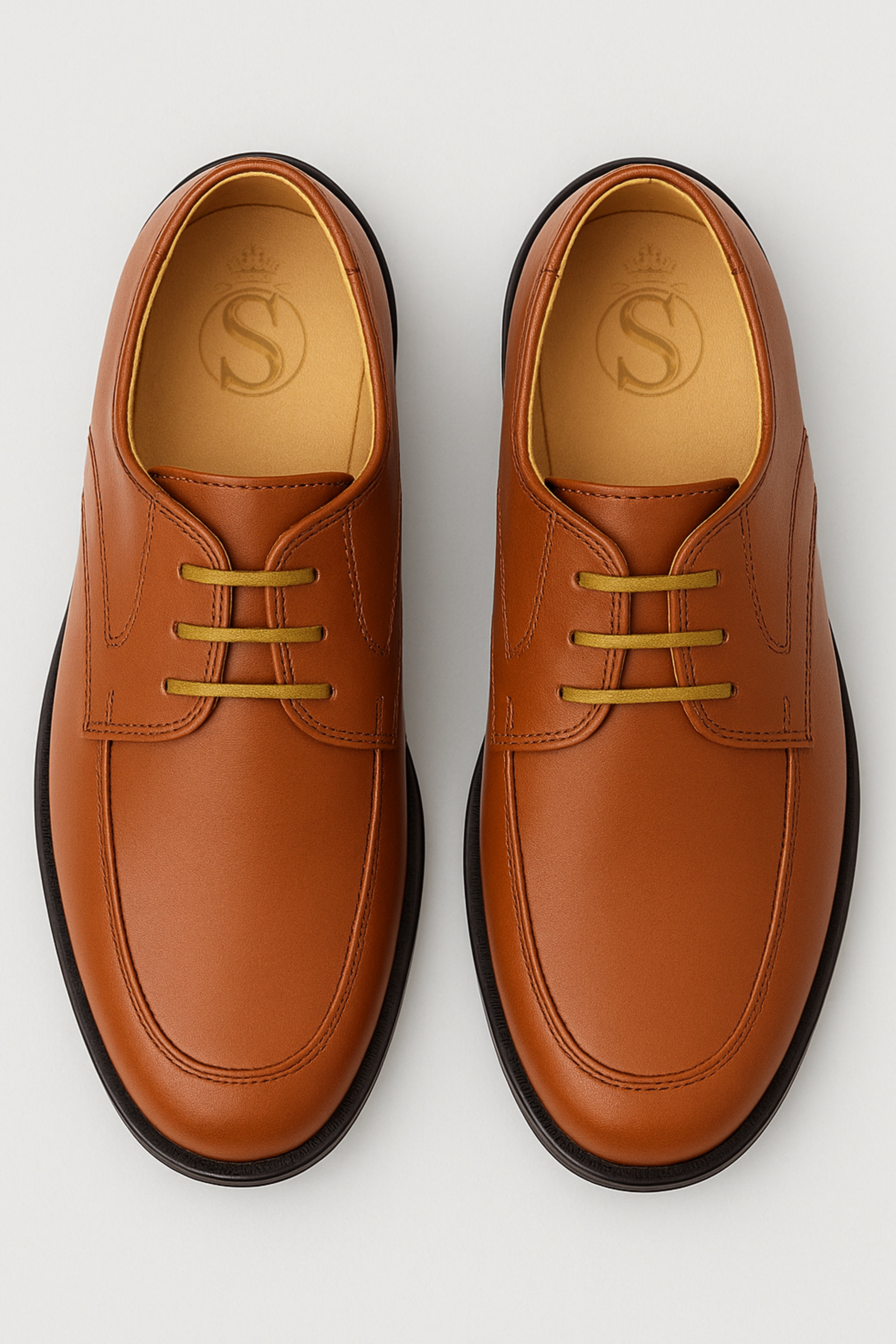 Boys Lace Up Patent Derby Shoes - Brown Front Picture