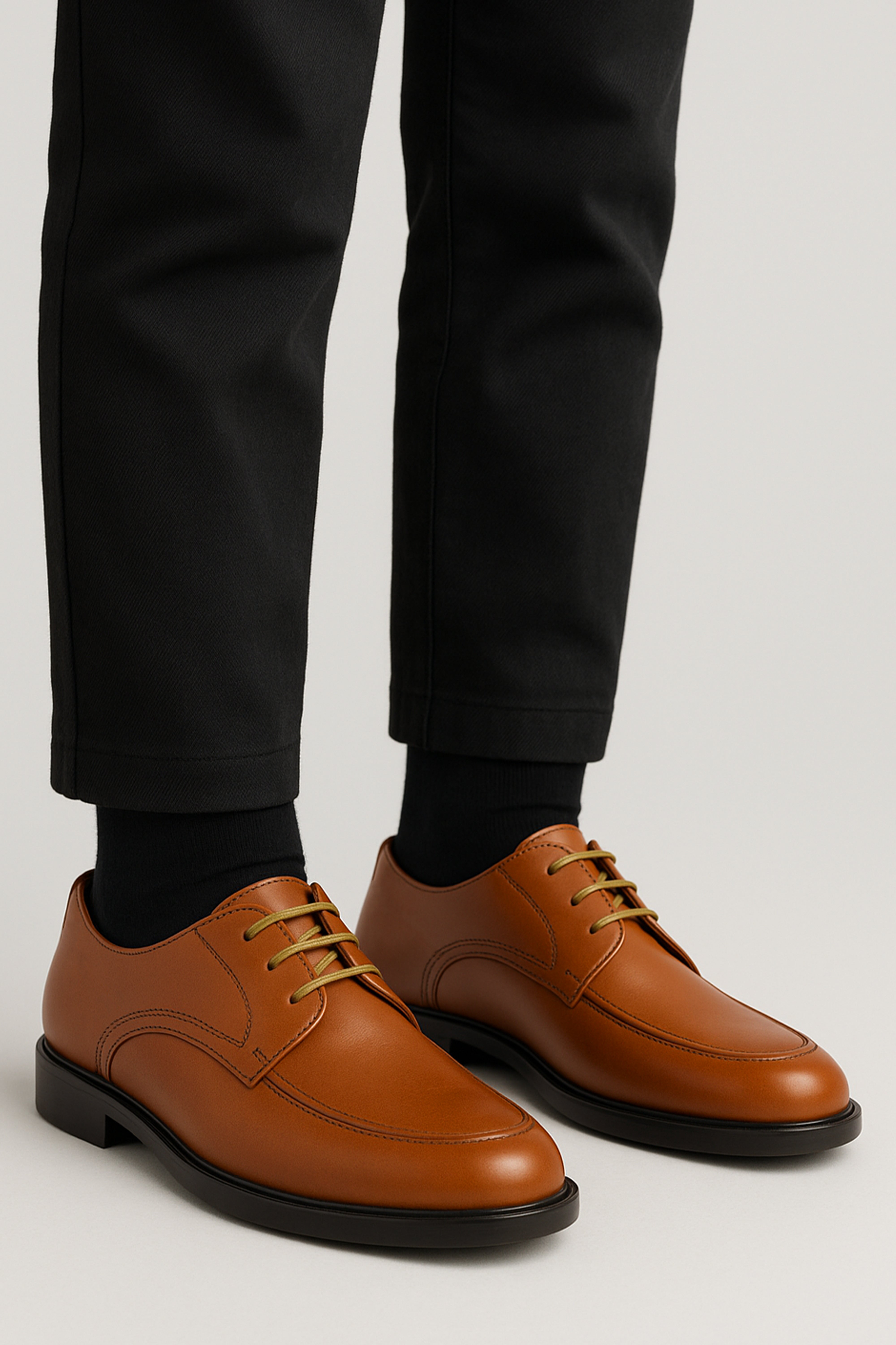 Boys Lace Up Patent Derby Shoes - Brown