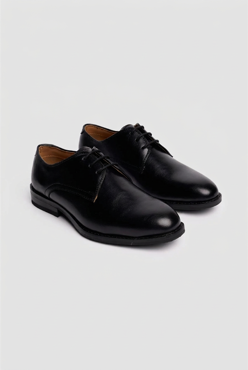 Scarpe eleganti stringate Derby in pelle per ragazzi - Nero