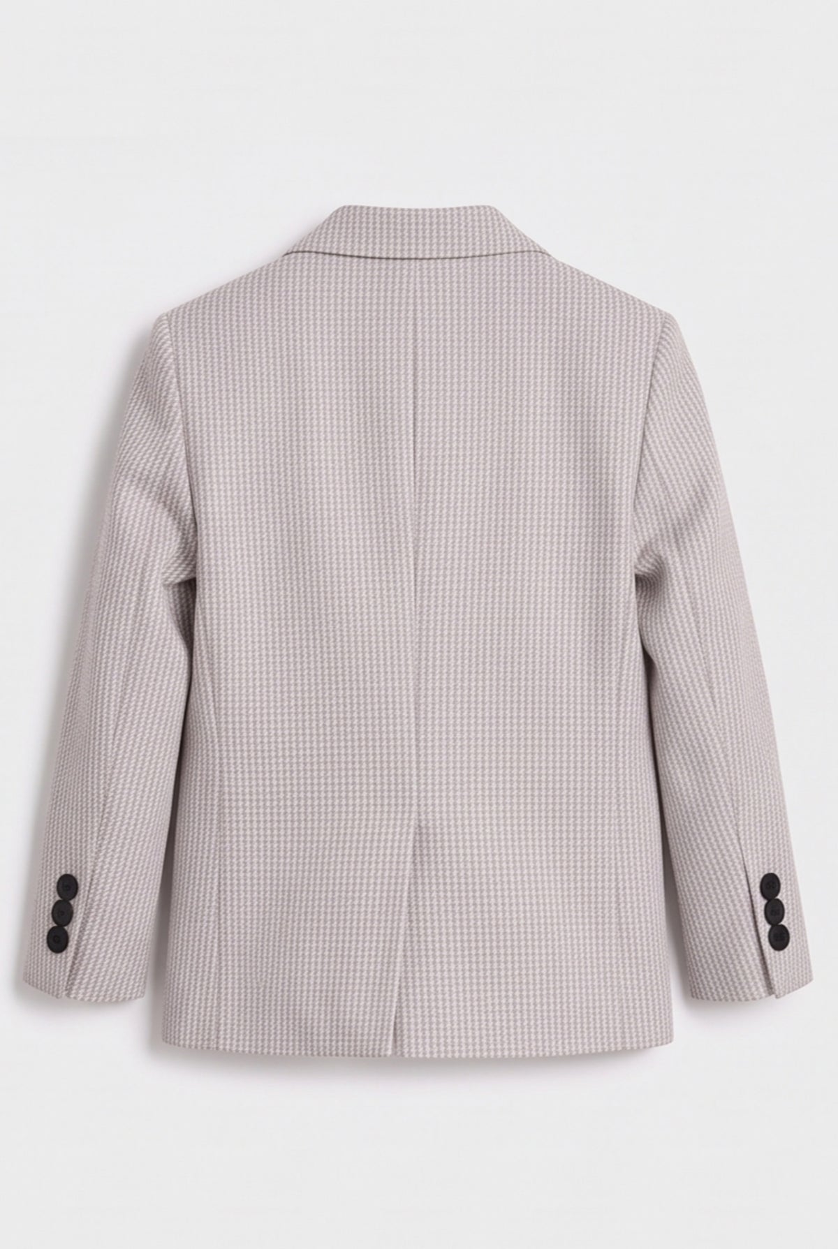 Boys Light Grey and Purple 2-Piece Mini Tweed Houndstooth Suit - ORME Blazer Back Picture