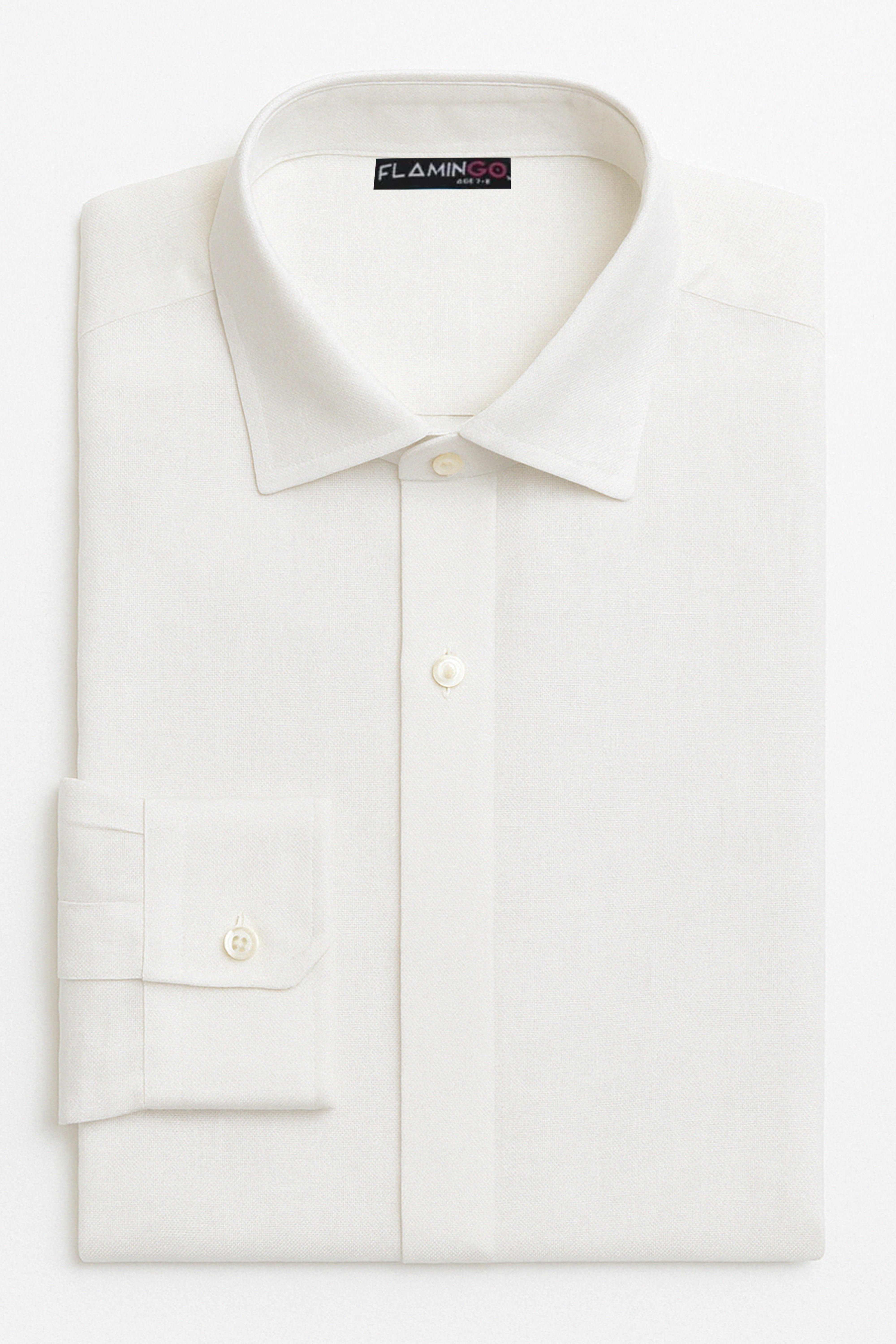 Boys Linen Roll Up Sleeve Shirt - Cream