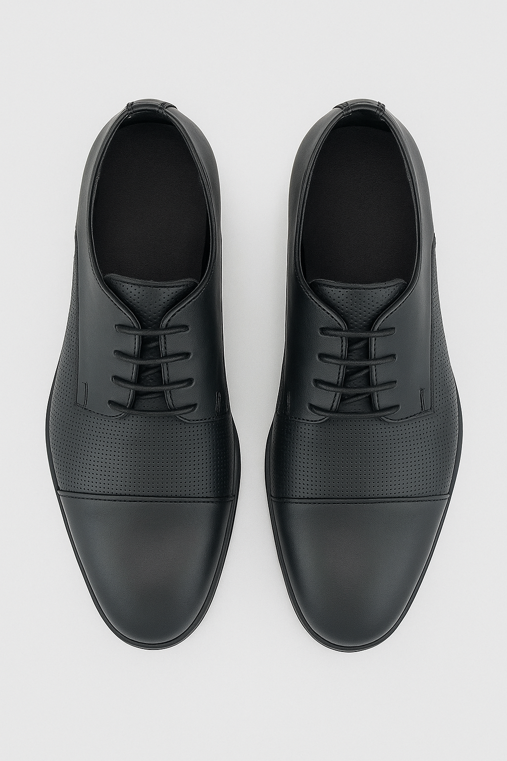 Boys Matte Lace Up Derby Shoes - Nevada - Black Front Picture