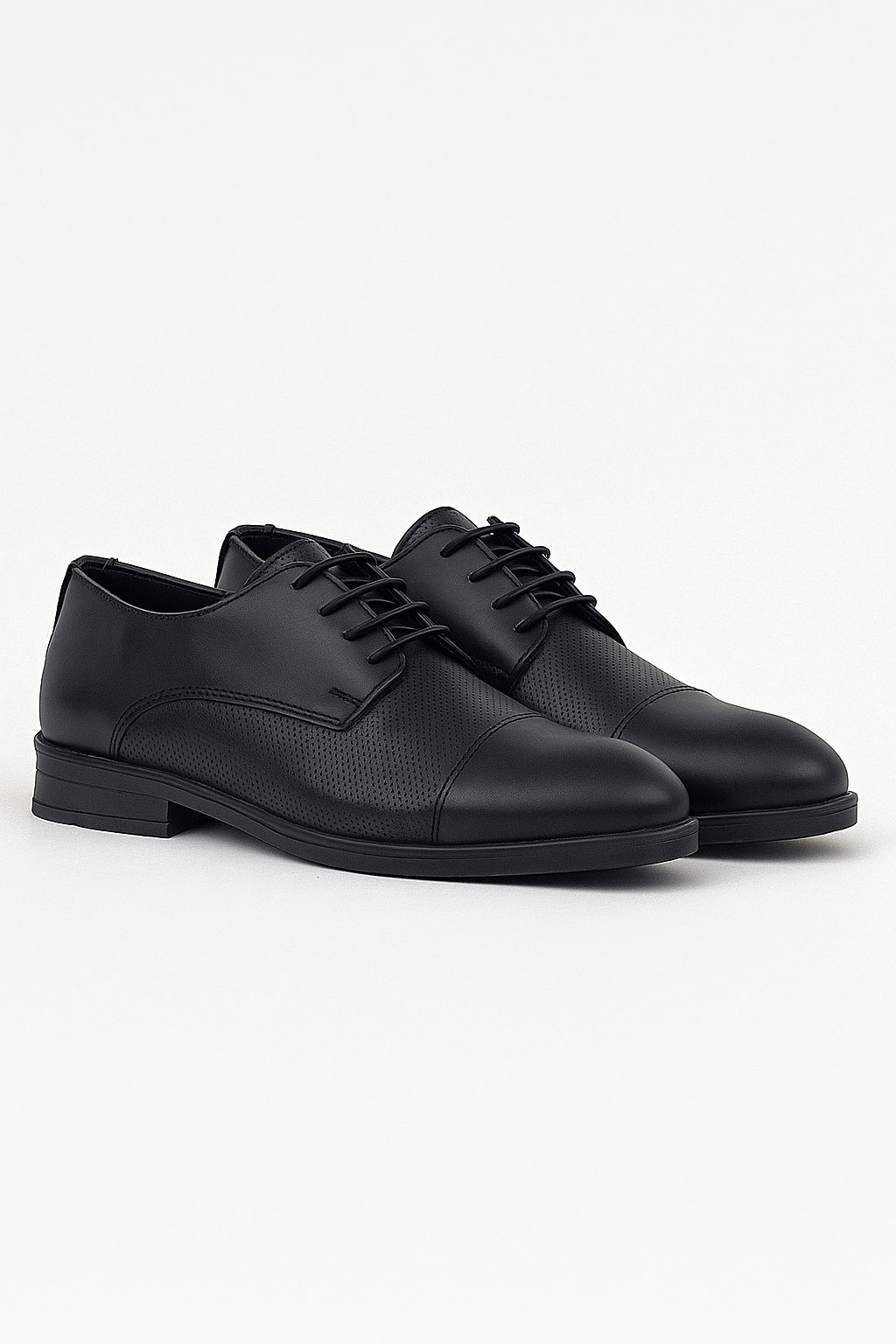 Boys Matte Lace Up Derby Shoes - Nevada - Black Pair Side Picture