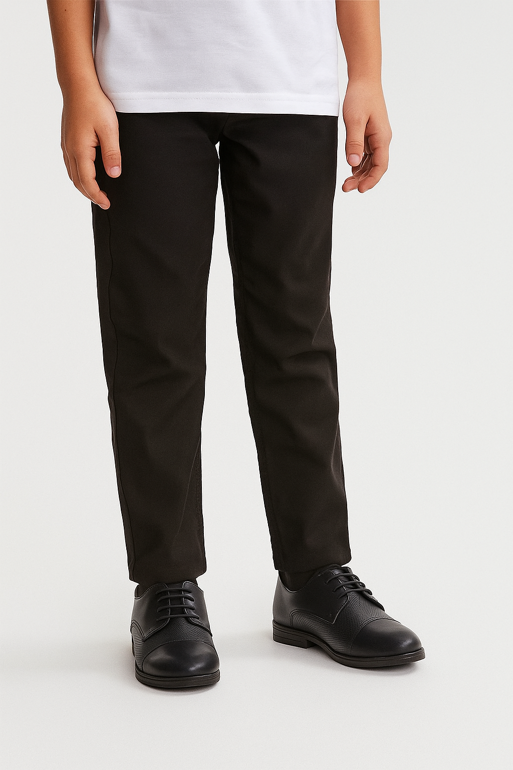 Boys Matte Lace Up Derby Shoes - Nevada - Black Model Picture