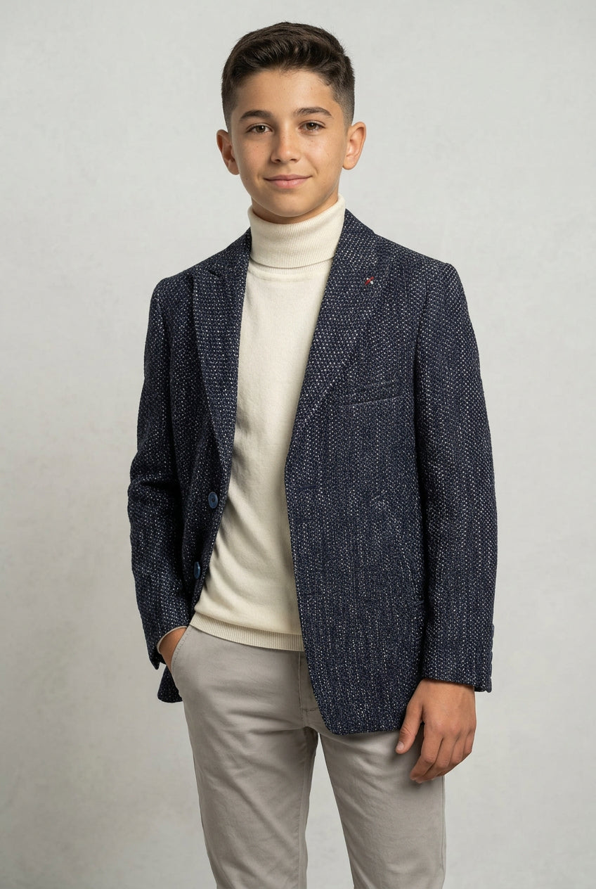 Blazer garçon en tweed texturé Gris marine