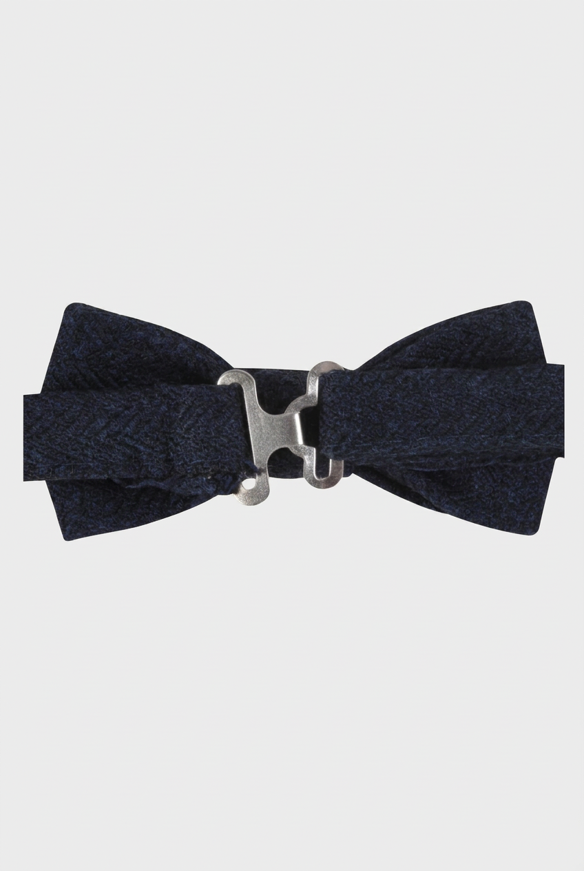 Pajarita de espiga de tweed azul marino para niños | Pajarita formal para bodas y fiestas