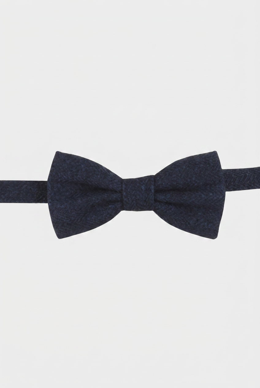 Pajarita de espiga de tweed azul marino para niños | Pajarita formal para bodas y fiestas