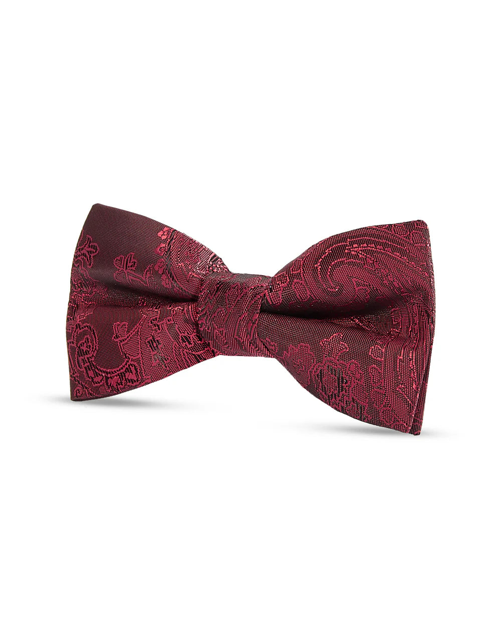 Nœud papillon jacquard cachemire pour garçons, pré-noué, avec sangle de cou réglable à clip - Rouge