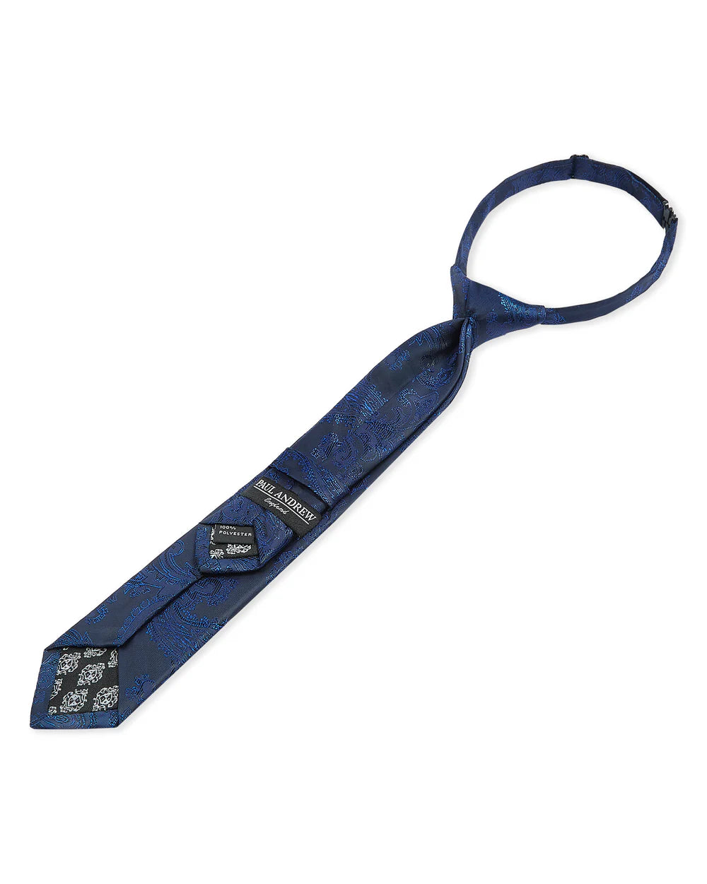 Corbata preanudada para niños con jacquard de cachemira y clip ajustable en el cuello - Azul