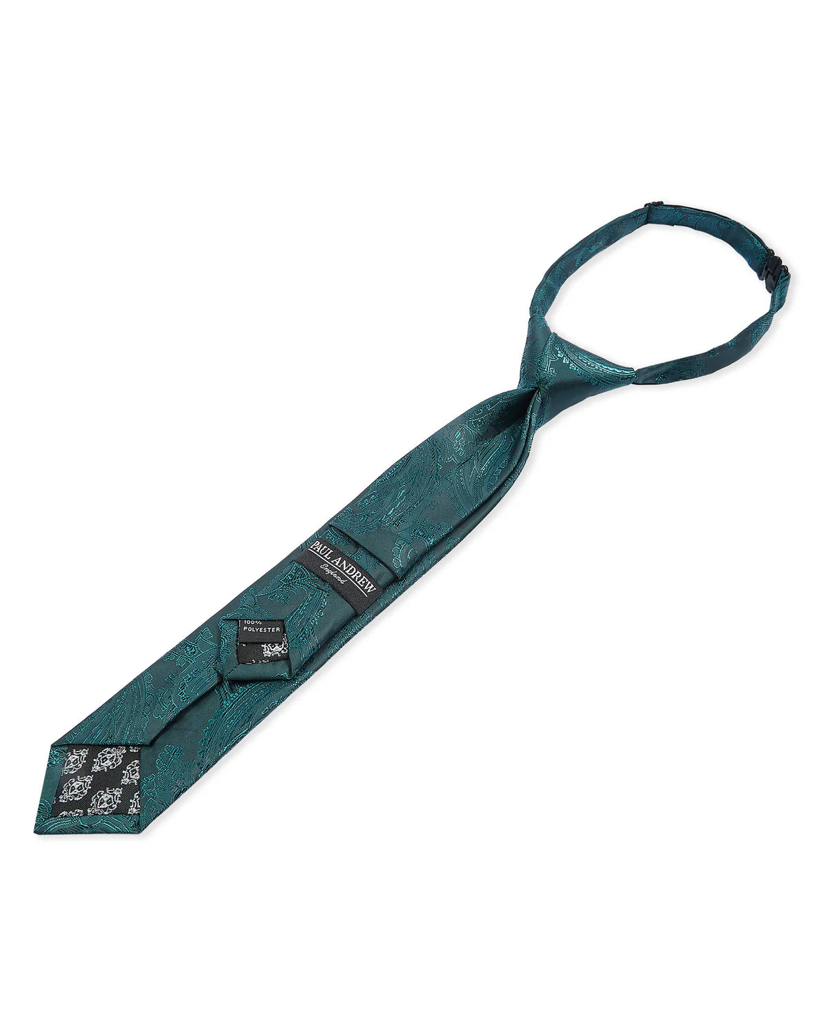 Corbata preanudada para niños con jacquard de cachemira y clip ajustable en la correa del cuello - Verde