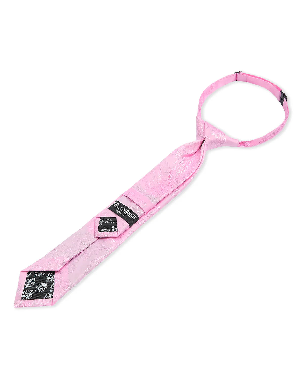 Corbata preanudada para niños con jacquard de cachemira y clip ajustable en el cuello - Rosa
