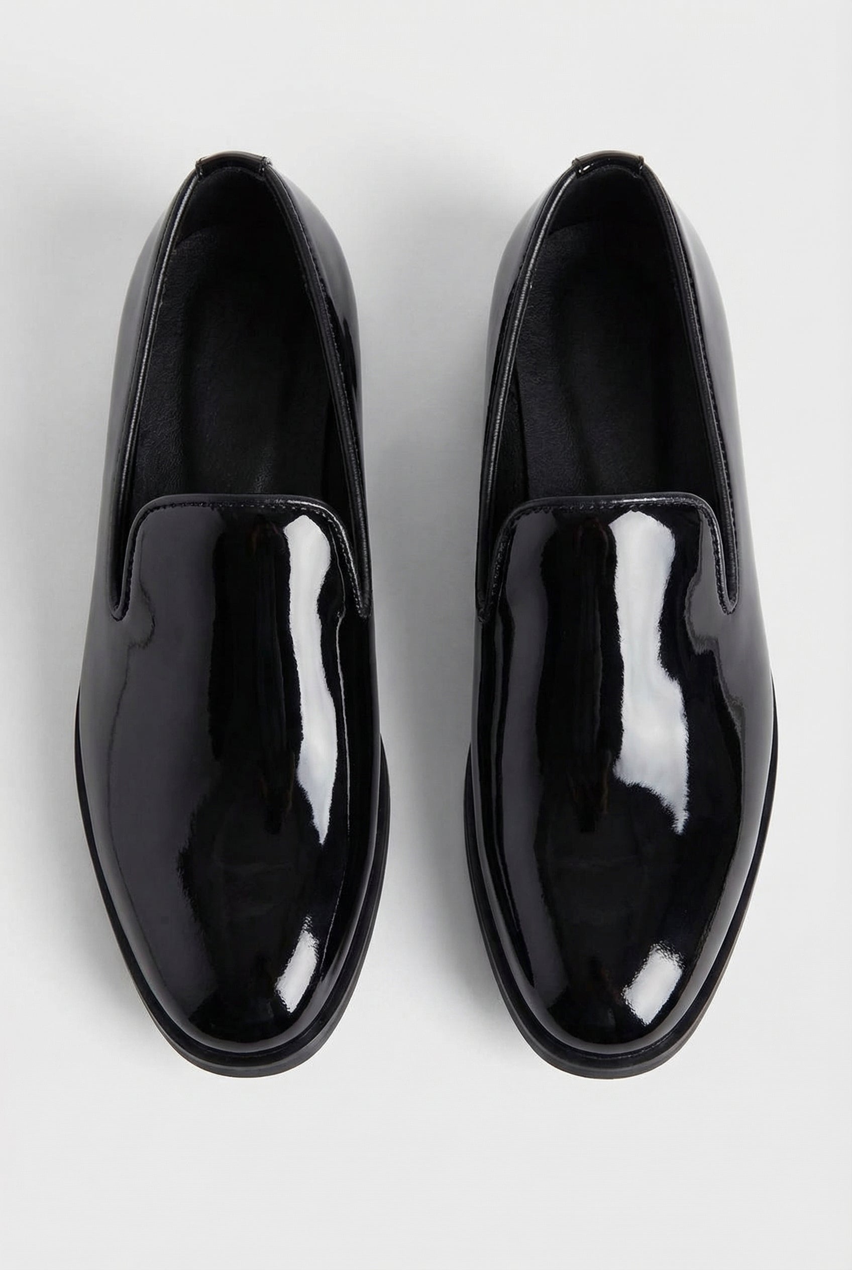 Boys Patent Black Loafer Shoes - Rudy Front Picture