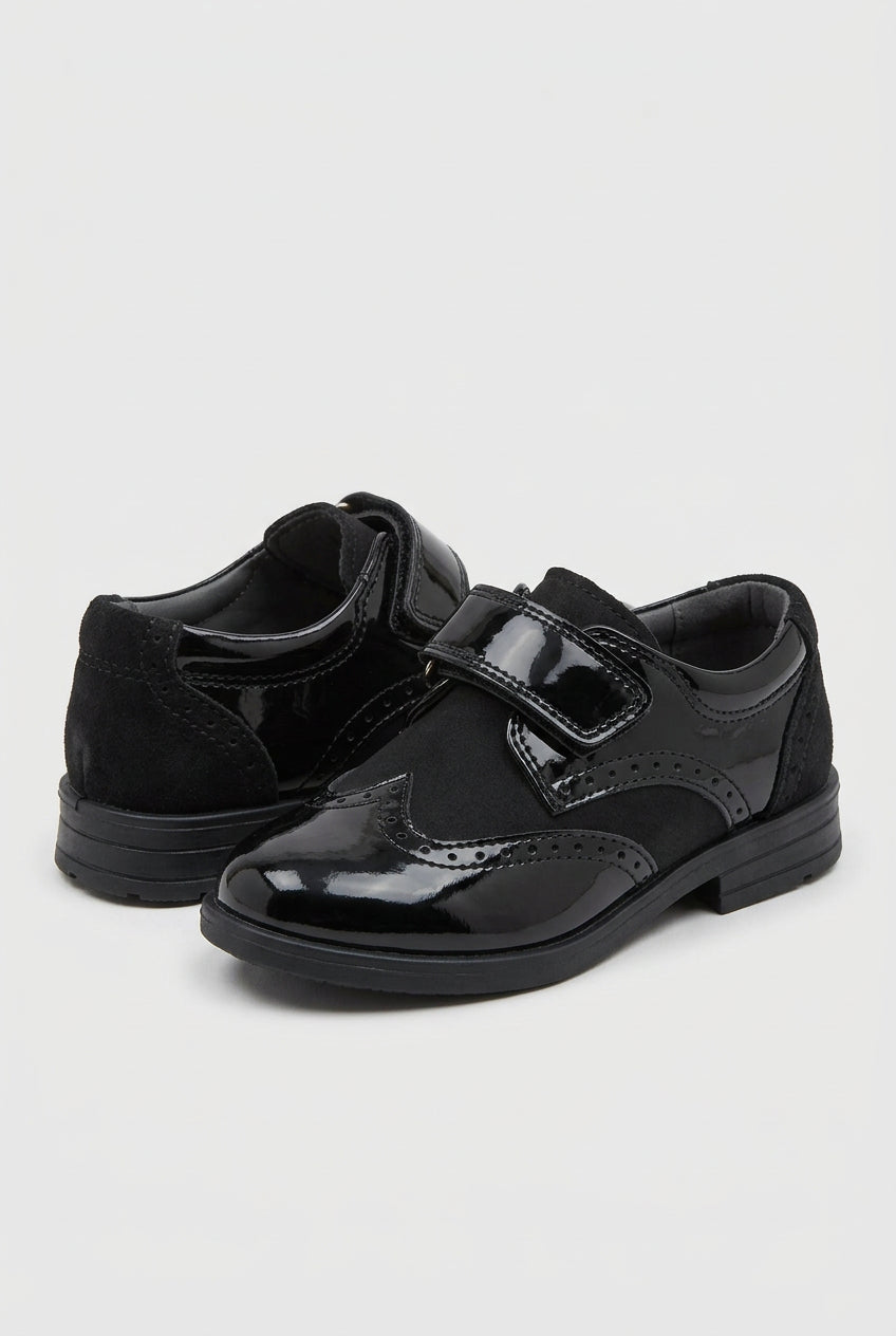 Boys Patent & Suede Strap Brogue Shoes - York