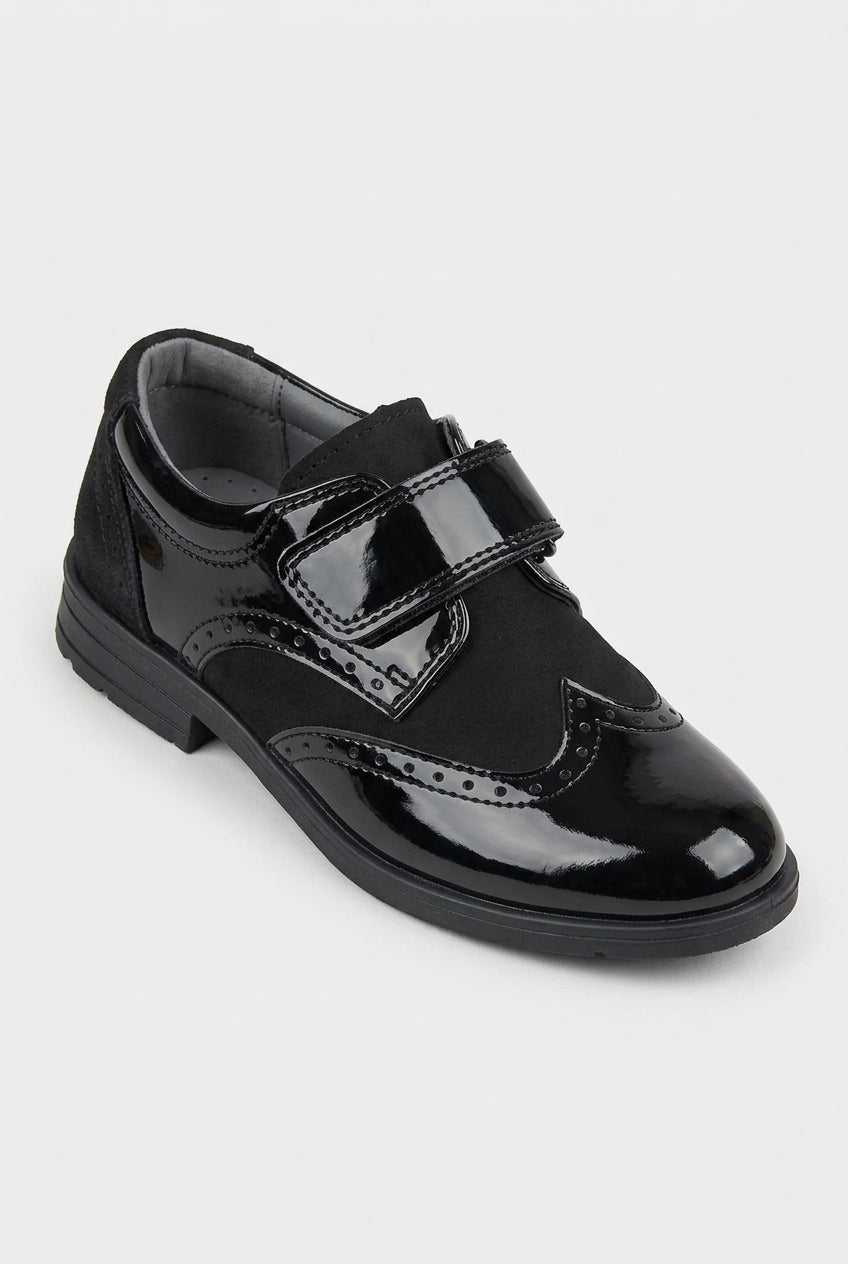 Boys Patent & Suede Strap Brogue Shoes - York Side Picture