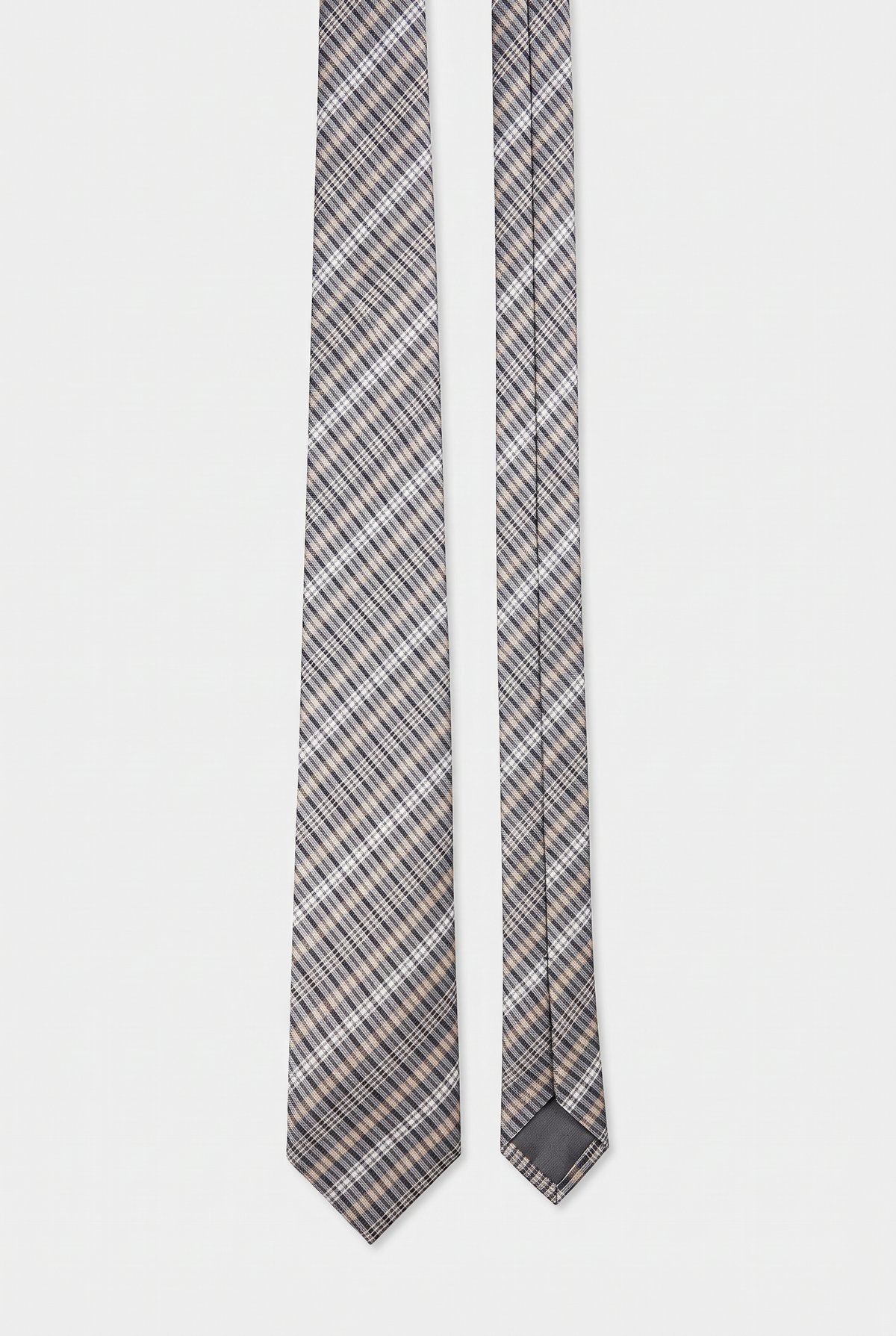 Jungen Karo-Krawatte Beige und Silber