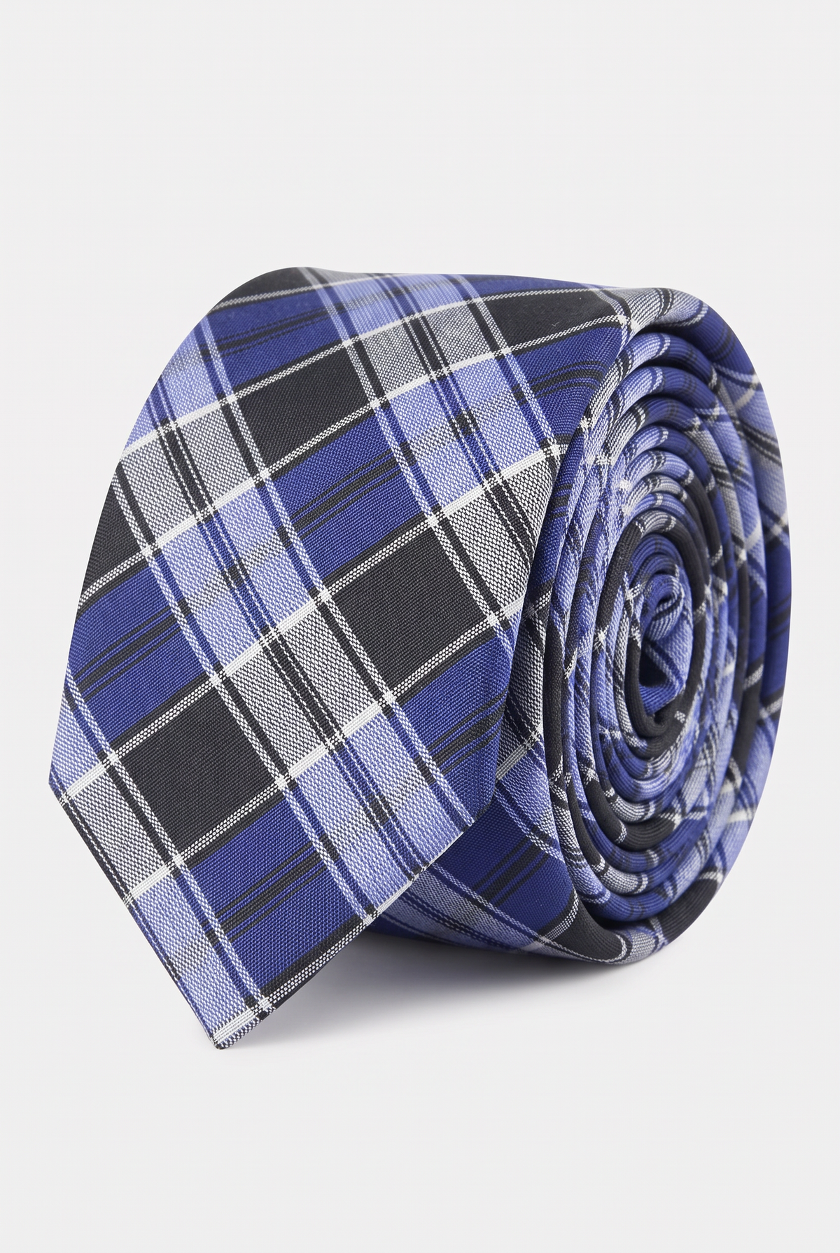 Ensemble cravate et mouchoir à carreaux pour garçon, bleu marine et noir
