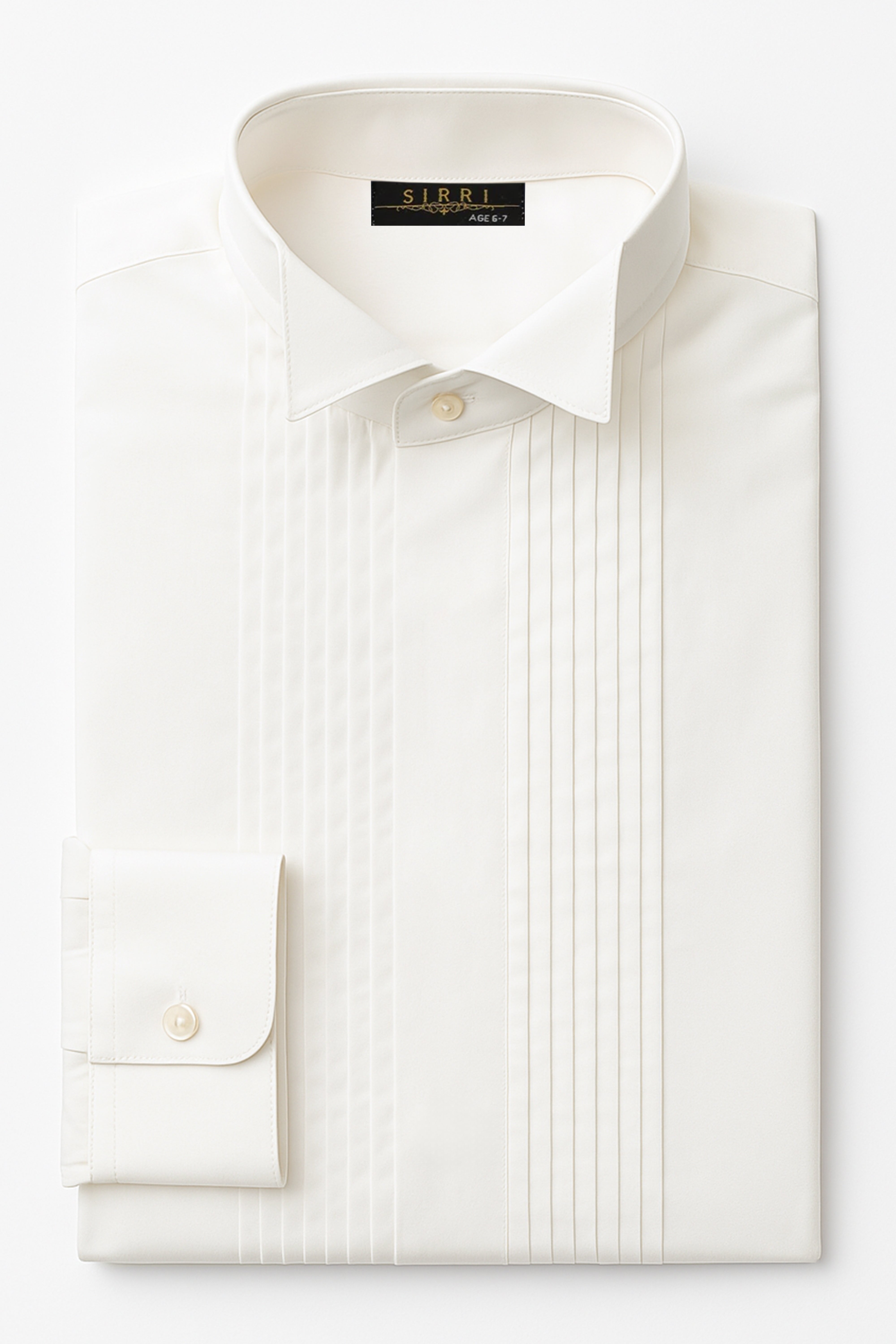 Chemise de Smoking à Col Cassé Plissé pour Garçons - Ivoire