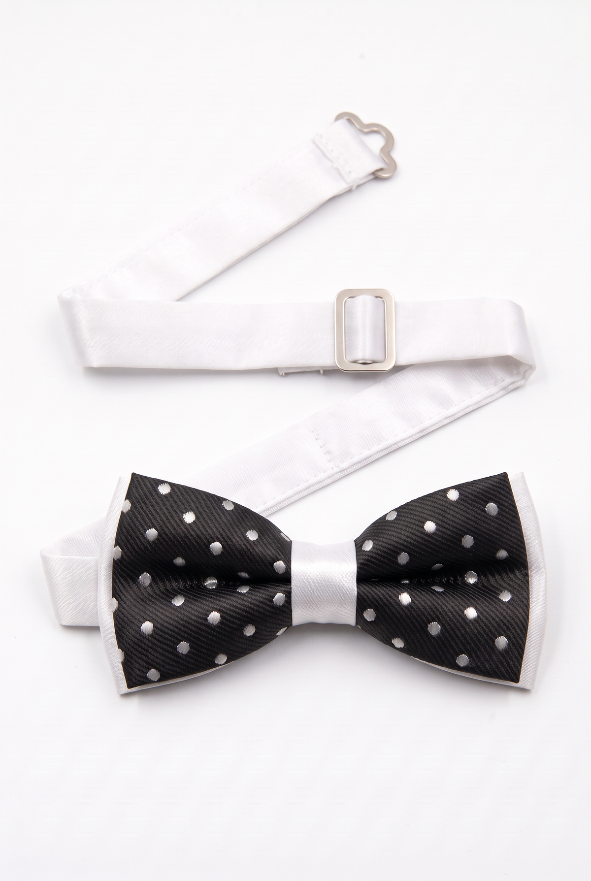 Boys Polka Dot Bow Tie - BWP Black and White strap pictue