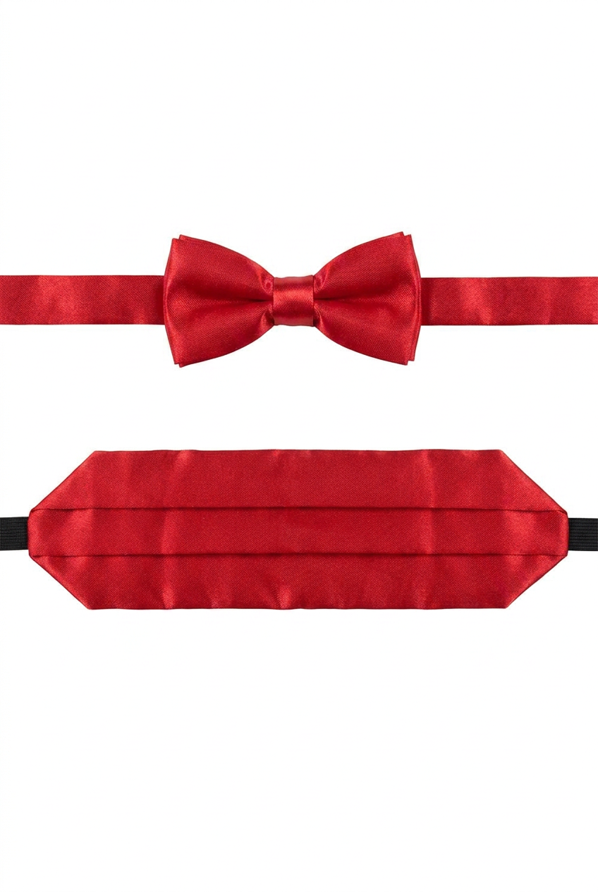 Conjunto de fajín de satén para niños y pajarita - Rojo