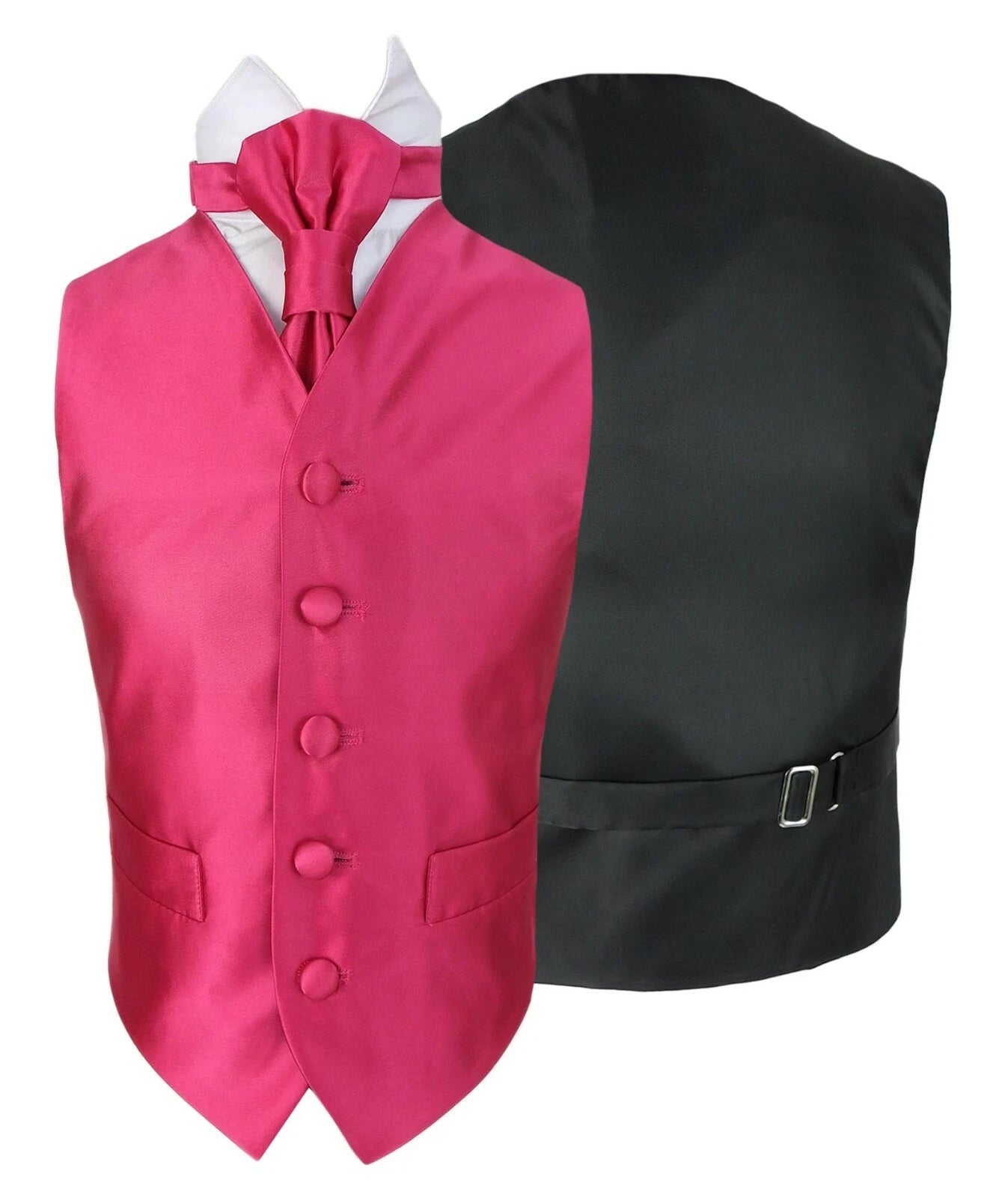 Ensemble Gilet en Satin et Cravate Réglable pour Garçons - Rose