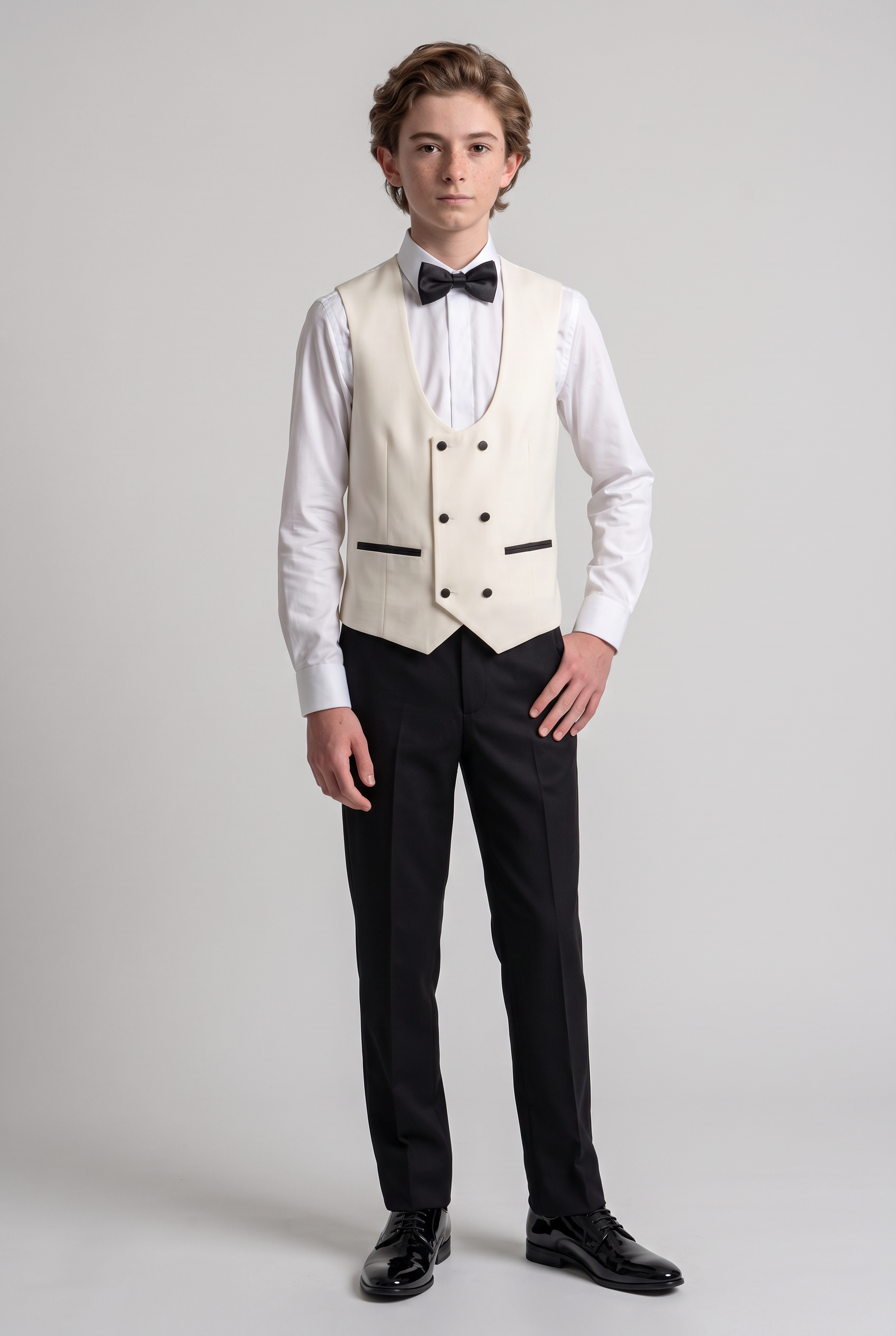 Esmoquin de solapa brillante para niño, traje de gala - Marfil