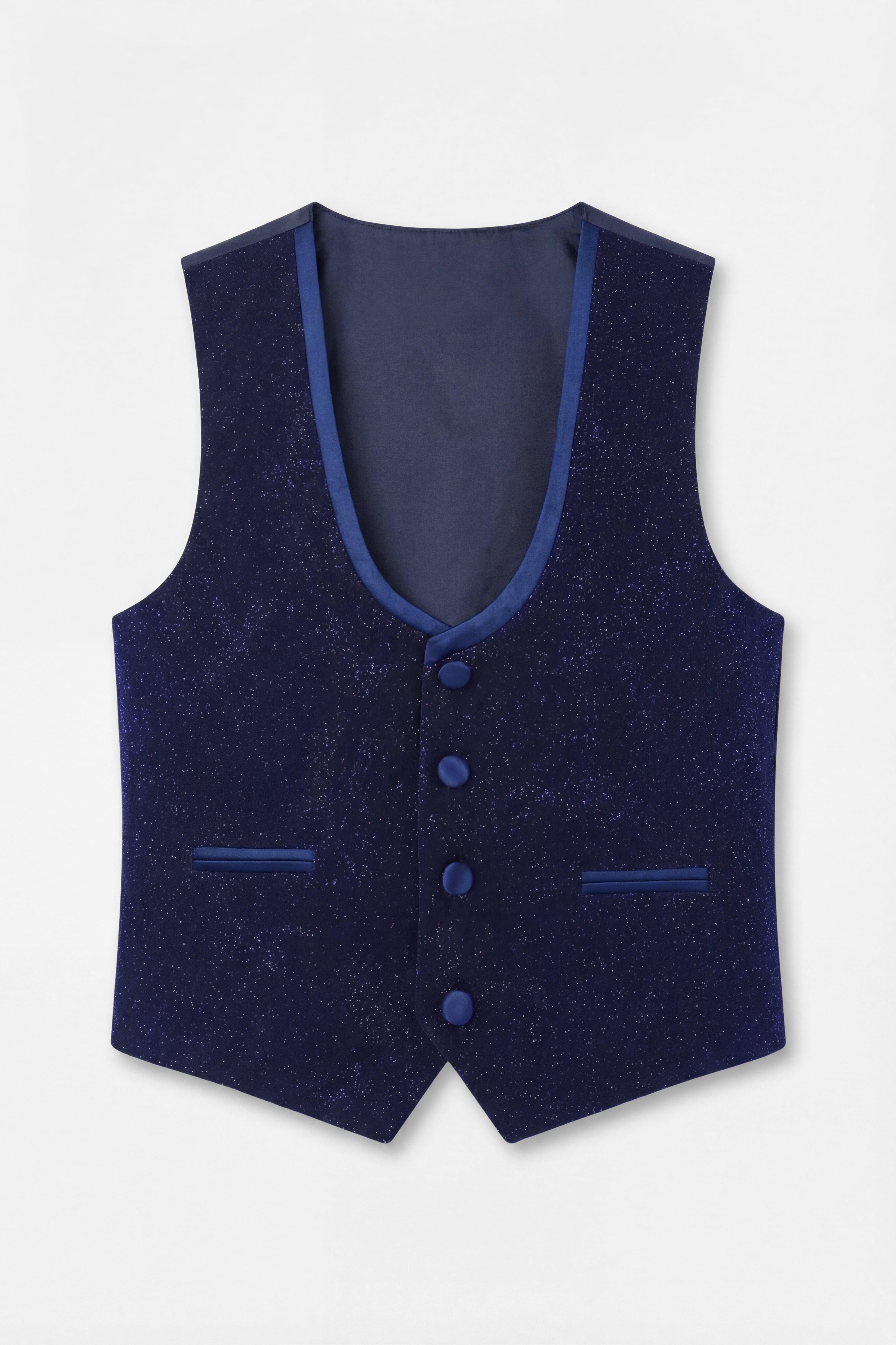 بدلة توكسيدو ضيقة للولاد بلون أزرق كحلي لامع - أزرق كحلي