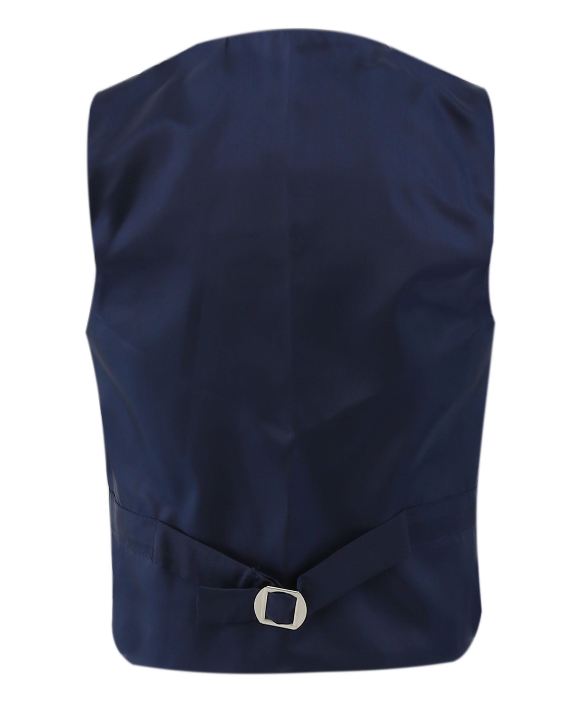 Boys Slim Fit 7 Piece Full Suit Set - Kenny - Navy Blue Waistcoat Back Picture