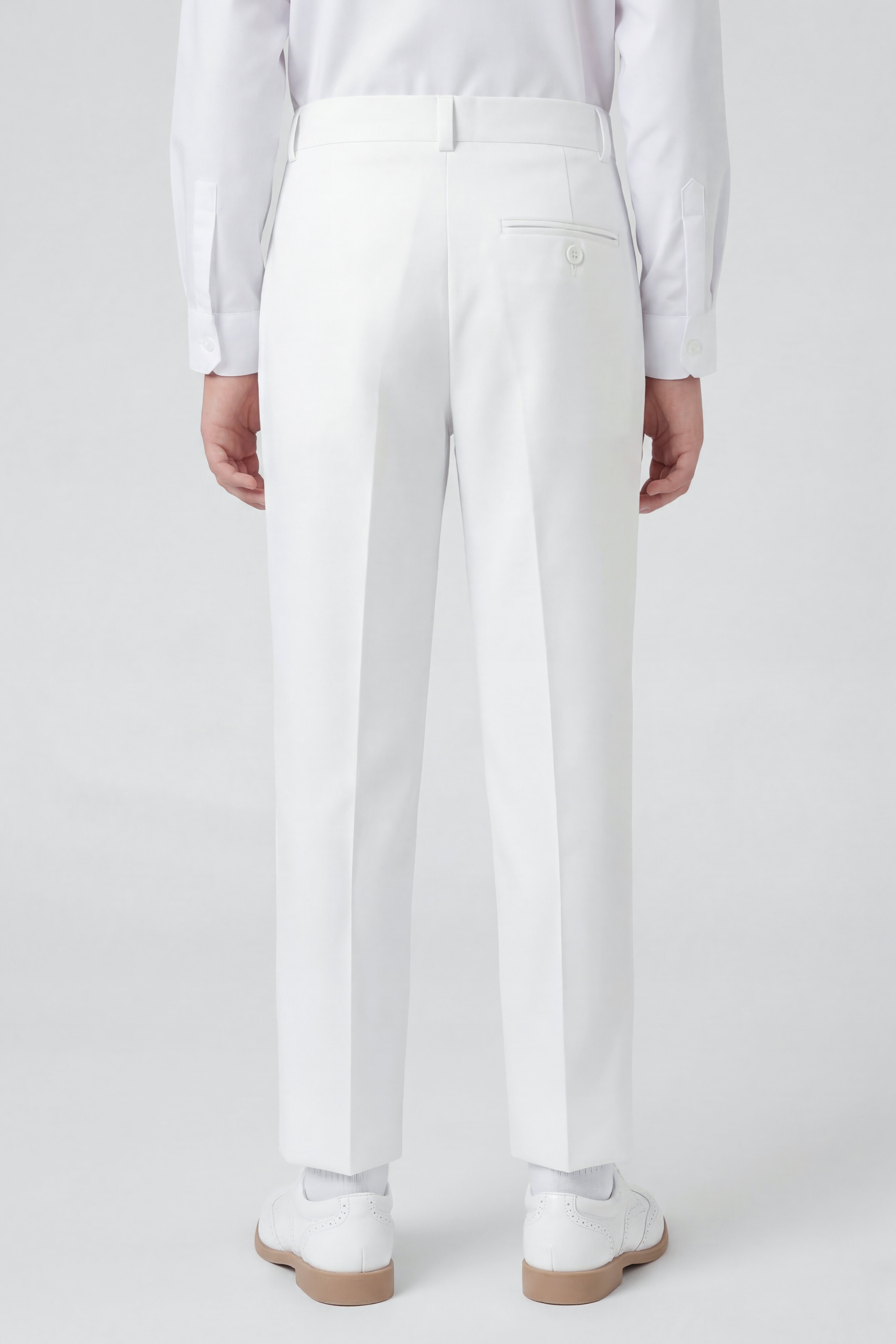 Pantalones formales ajustados para niños con cintura ajustable - Blanco