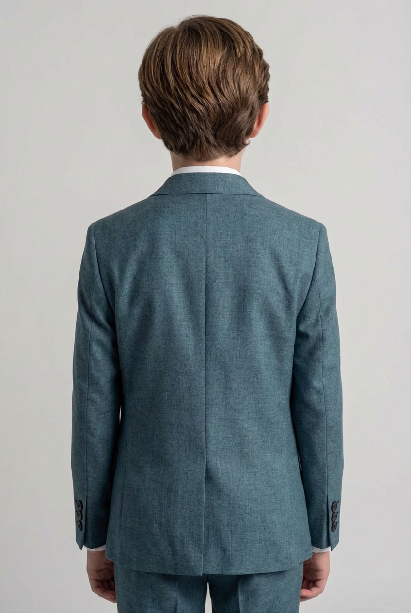 Jungen Slim Fit Texturiertes 8-teiliges formelles Anzugset – Blaugrün